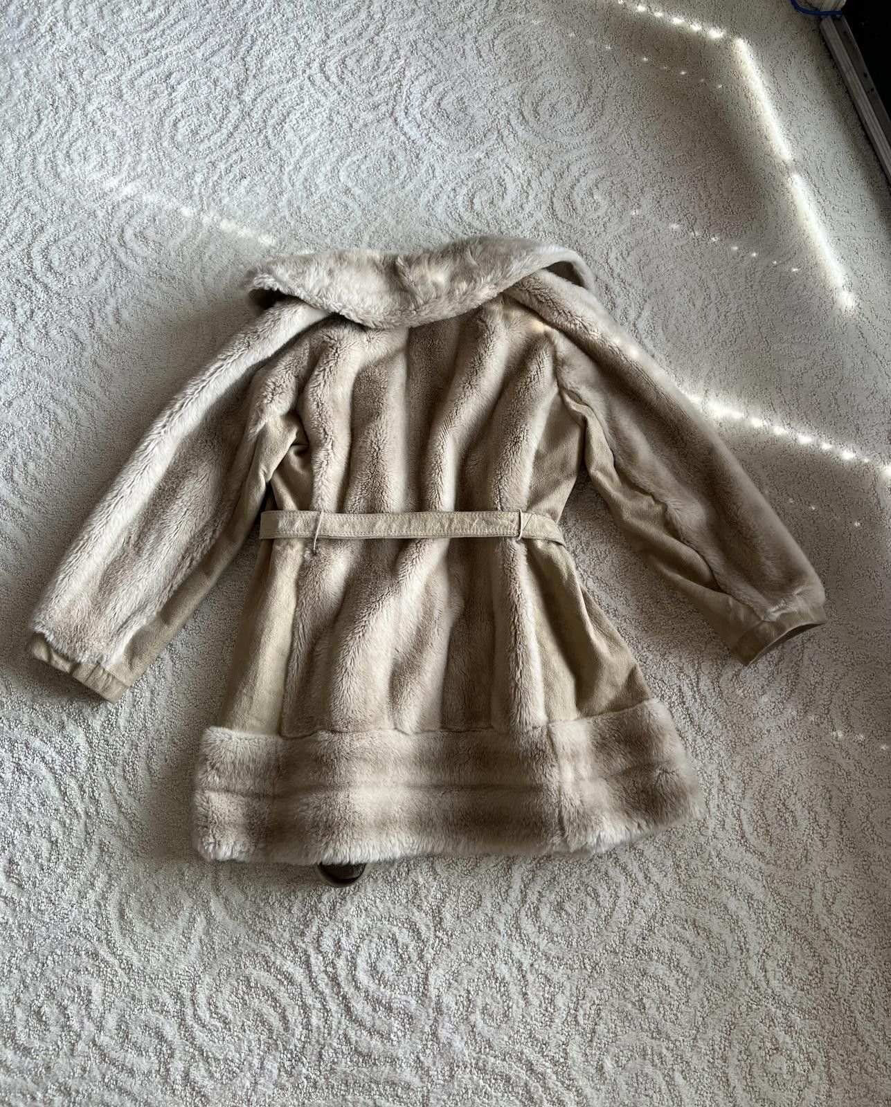 Designer Lilli Ann Faux Fur London Leather Coat Vtg 50s Tan Brown Size M / US 6-8 / IT 42-44 - 6 Thumbnail