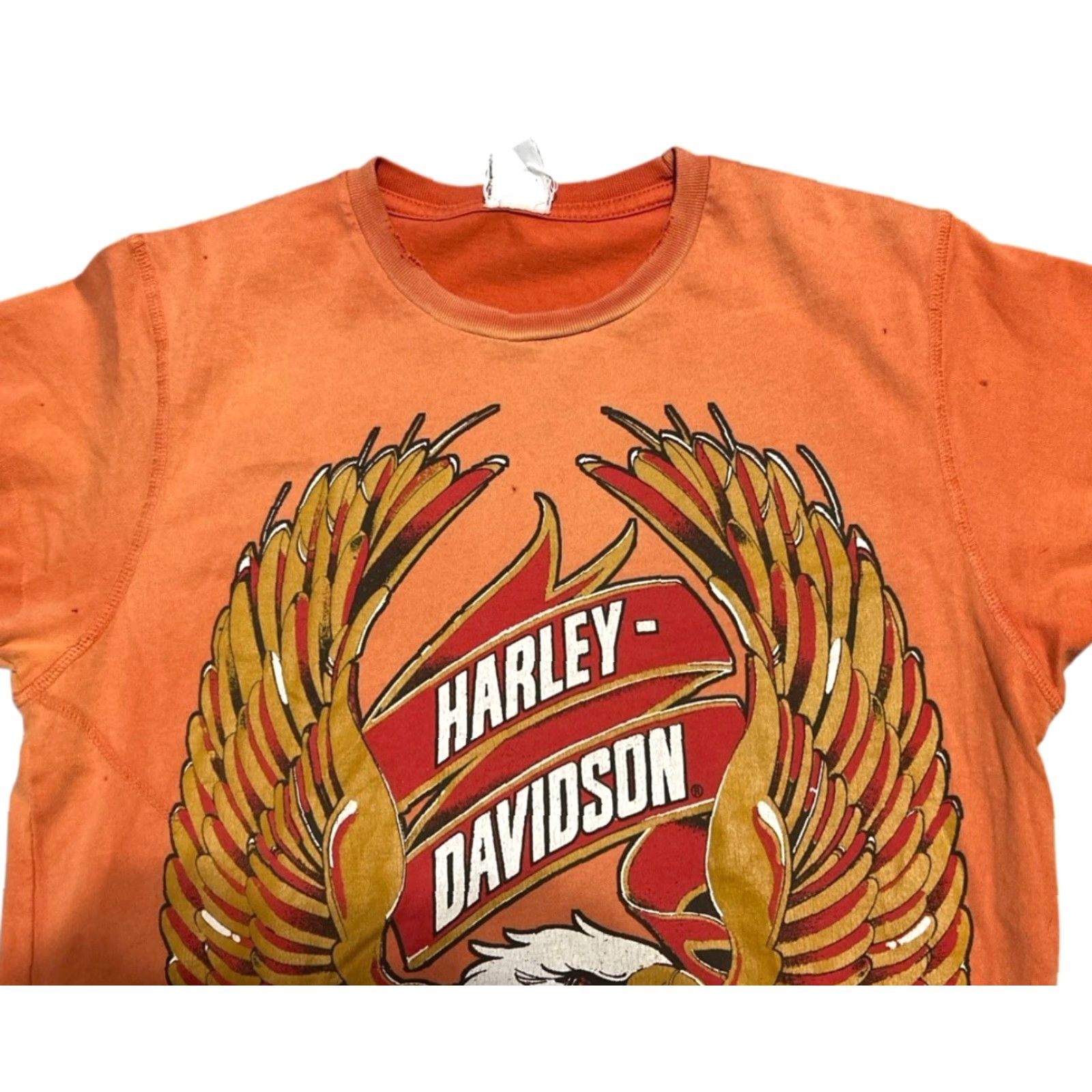 MadeWorn Harley-Davidson Distressed T-Shirt Men's XS Faded Orange