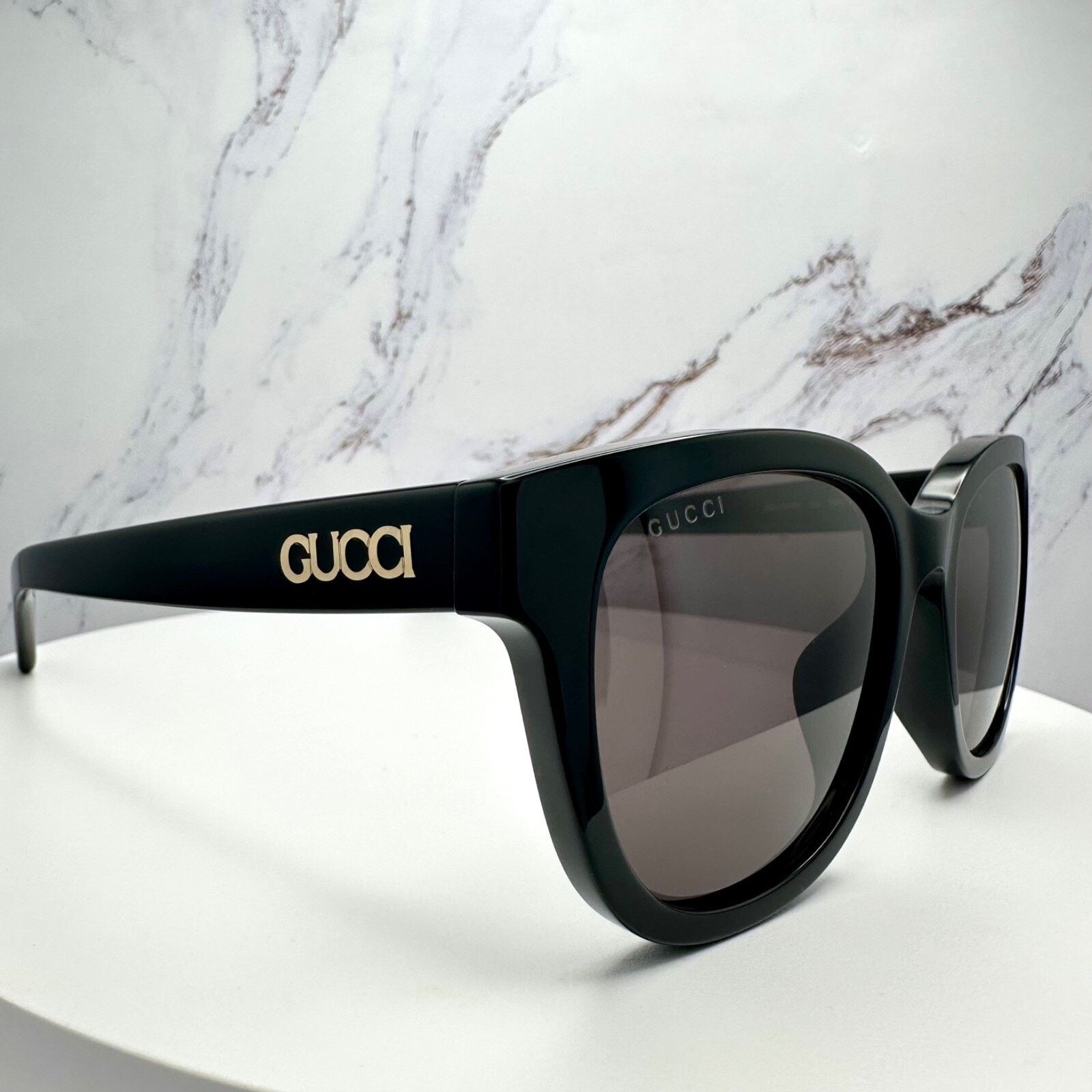 Gucci New GUCCI Sunglasses 2025 Collection Black 55mm Round Size ONE SIZE - 3 Thumbnail