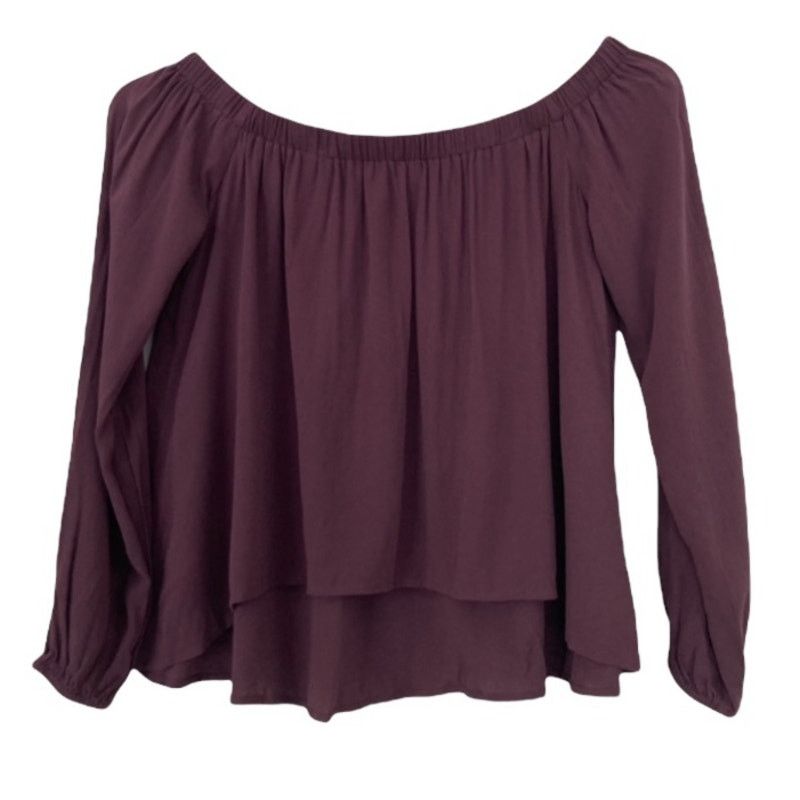 Other Tobi Maroon Off The Shoulder Long Sleeve Shirt Sz XS Size XS / US 0-2 / IT 36-38 - 5 Thumbnail