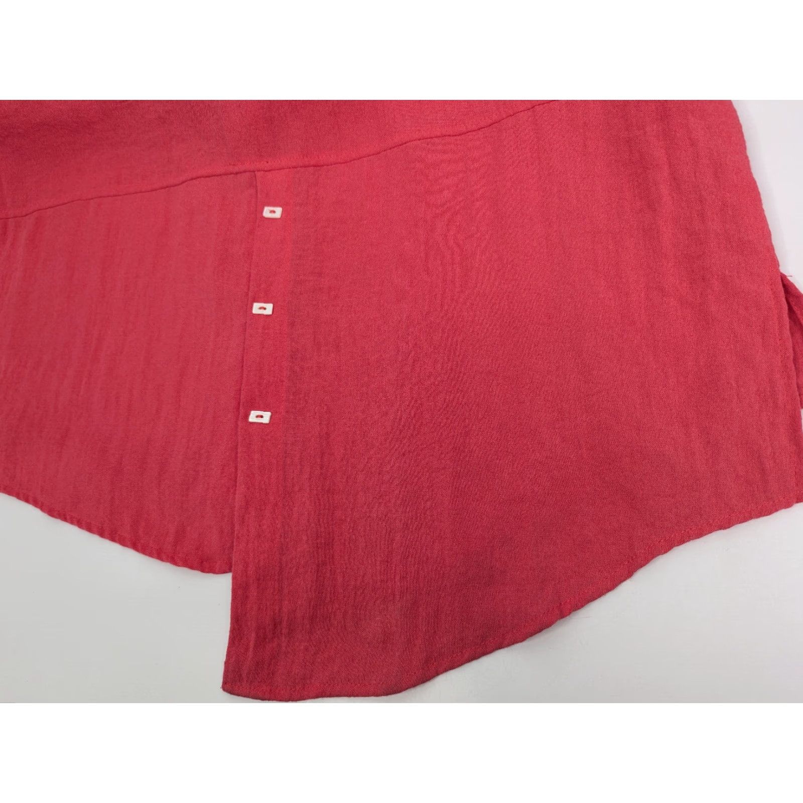 Vintage IC by CONNIE K Womens M Tunic Button-Up Knit Cotton Nylon Pink Red Bohemian Style Casual Sleeve Mix Modern Lagenlook Rectangle Buttoned Shirt Top Size M / US 6-8 / IT 42-44 - 3 Thumbnail