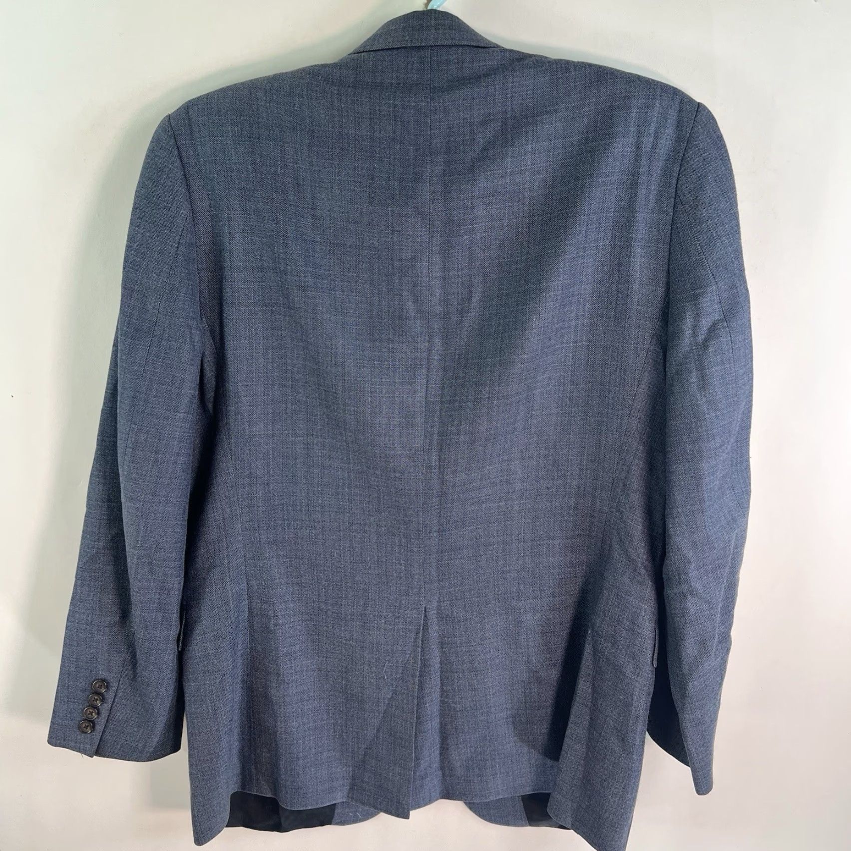 Vintage LAUREN Ralph Lauren Silk-Wool Blend Sports Jacket Men 42 Long Blue Tweed Check 2-Button Notch Lapel Regular Fit Mens Size US XS / EU 42 / 0 - 5 Thumbnail