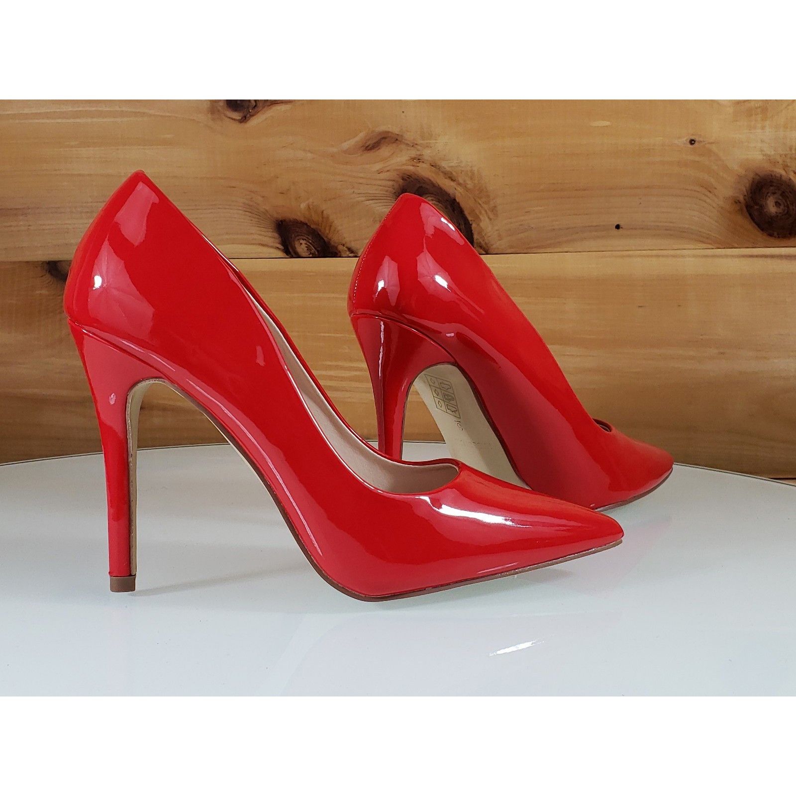 Other Red Cherry Gigi Red Patent Pointy Toe Pump Shoe 4" Stiletto Size US 8 / IT 38 - 3 Thumbnail