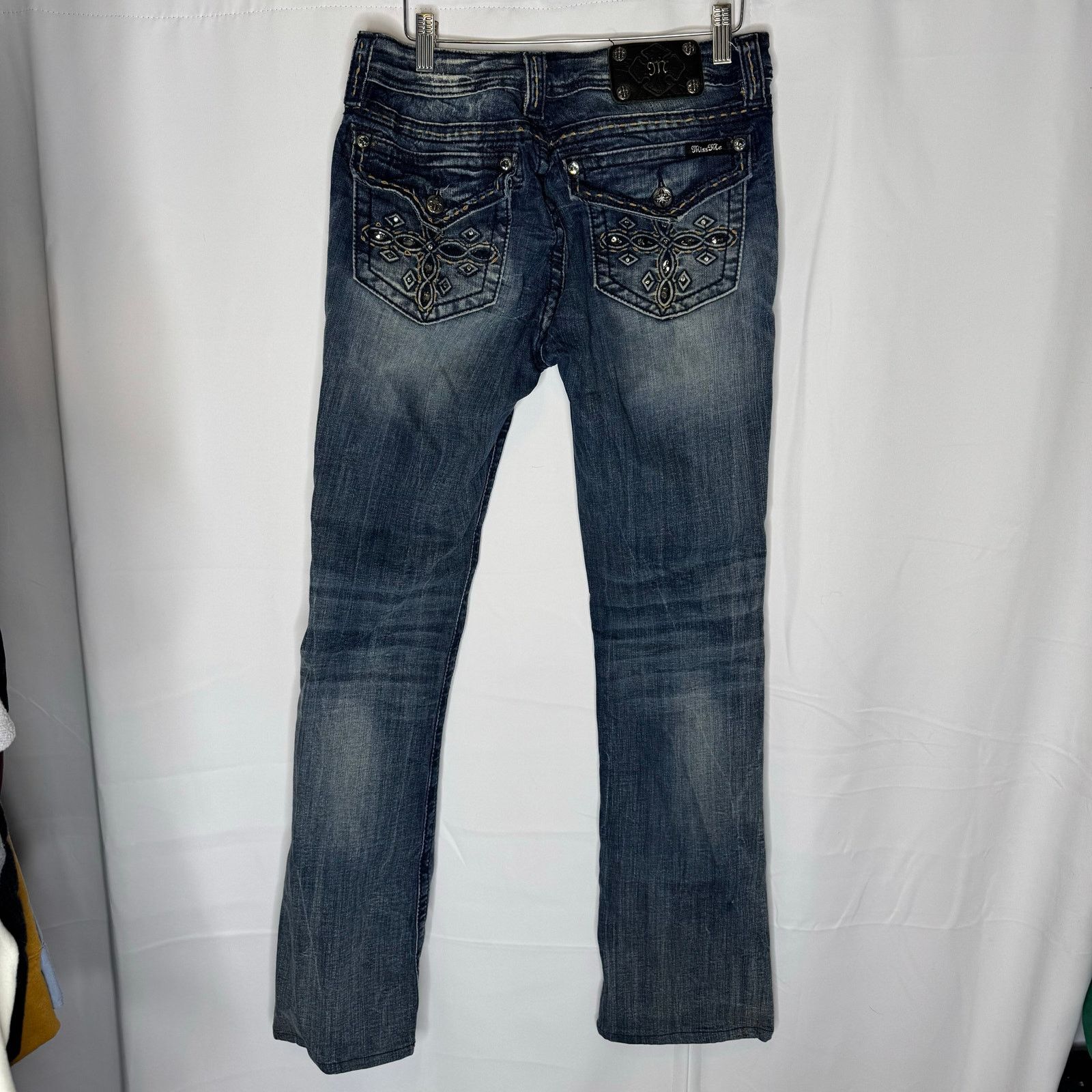 Miss Me Miss Me Mid Rise Bootcut Jeans 31 Embellished Flap Pockets Size 32" / US 10 / IT 46 - 2 Thumbnail