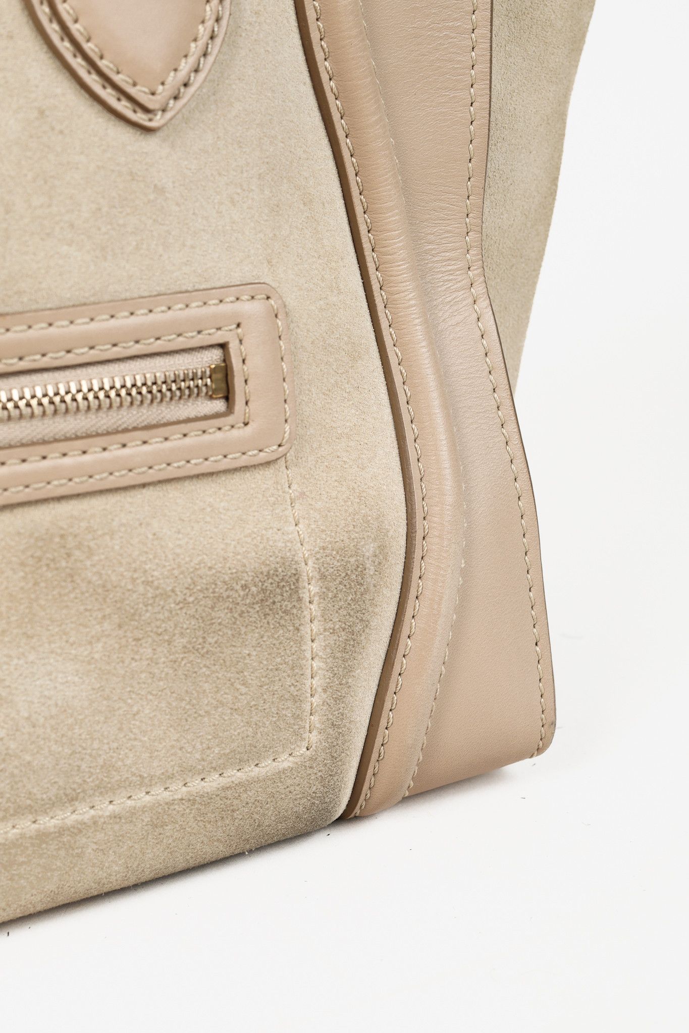Celine Celine Mini Luggage Beige Top Handle Leather & Suede Bag Size ONE SIZE - 8 Thumbnail