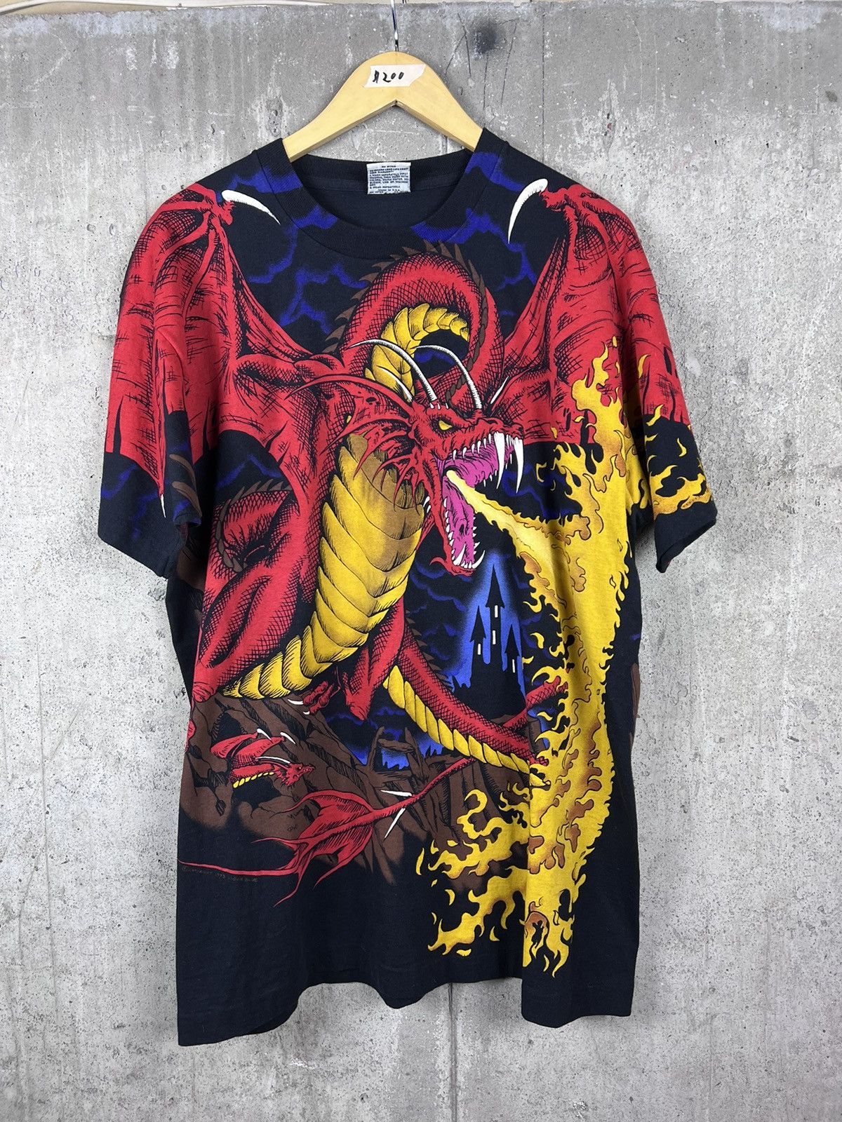 Image of 90's Liquid Blue Dragon Aop in Black, Men's (Size XL)