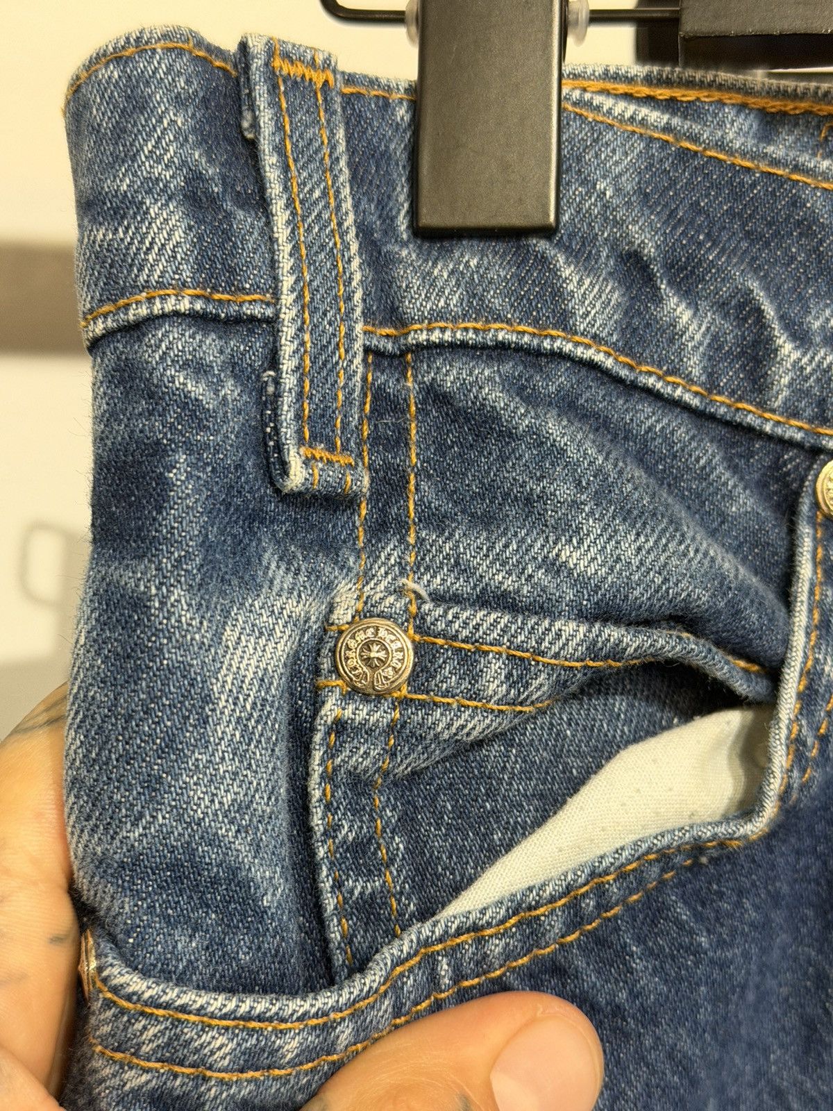 Chrome Hearts Chrome Hearts NEW Levi Stencil cross patch jeans 30 31 Size US 30 / EU 46 - 15 Thumbnail