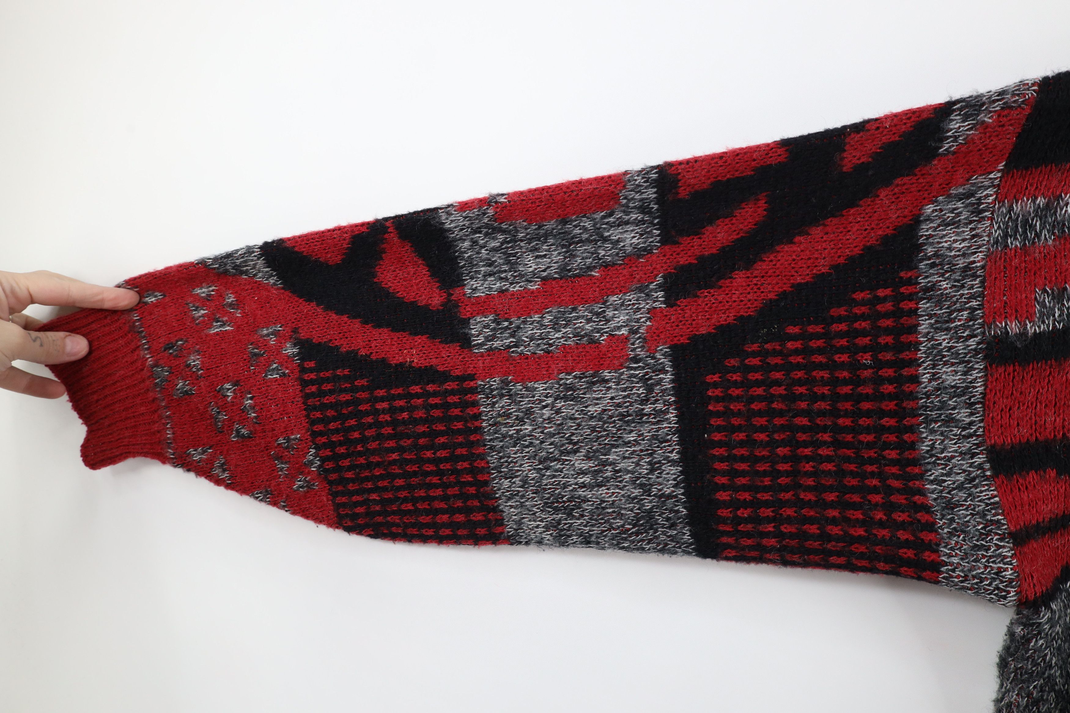 Vintage Vintage 90s Streetwear Blend Abstract Checkered Knit Sweater Size L / US 10 / IT 46 - 6 Thumbnail