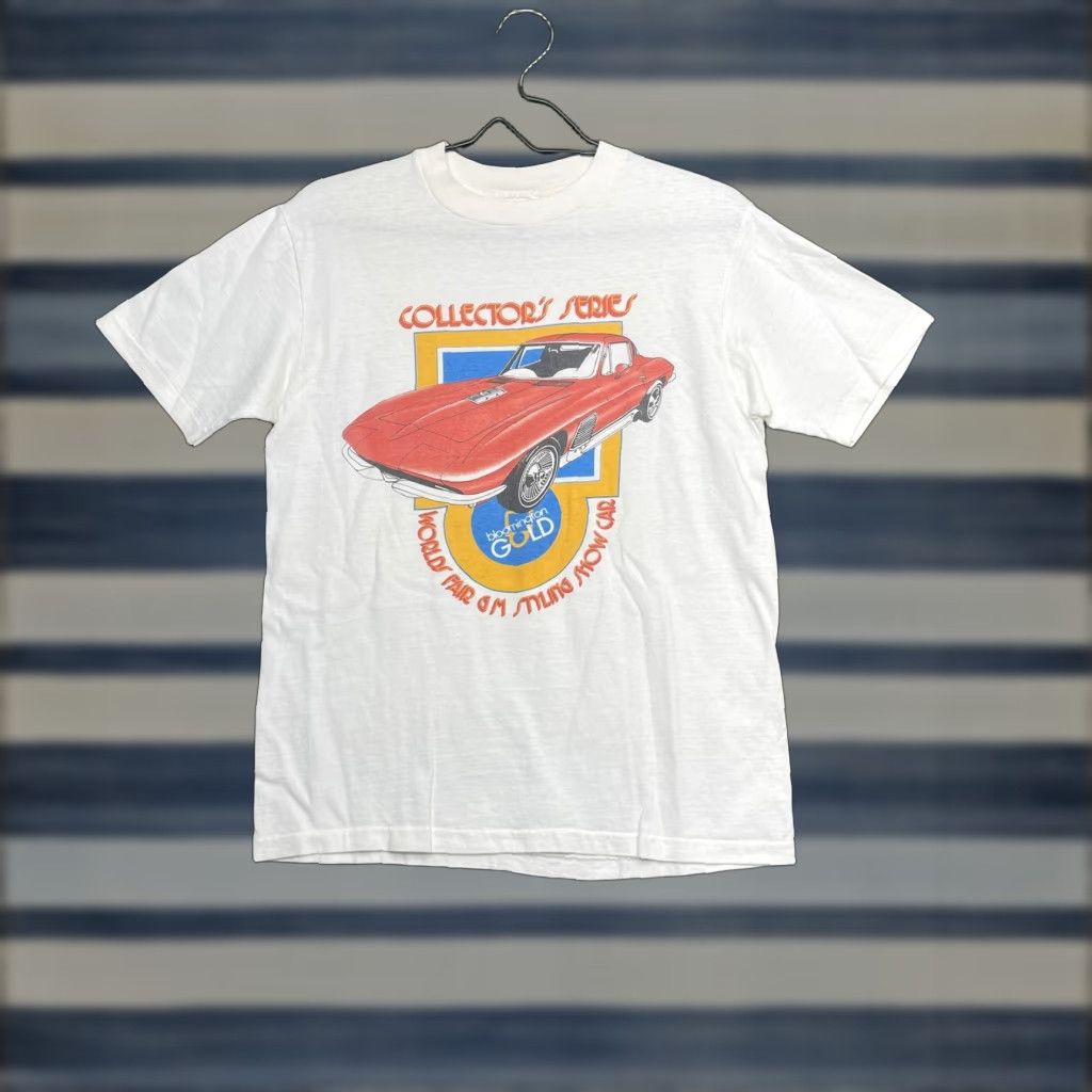 VINTAGE Corvette T-Shirt Men Medium White 80s Car Collectors Series Automotive Graphic Tee
