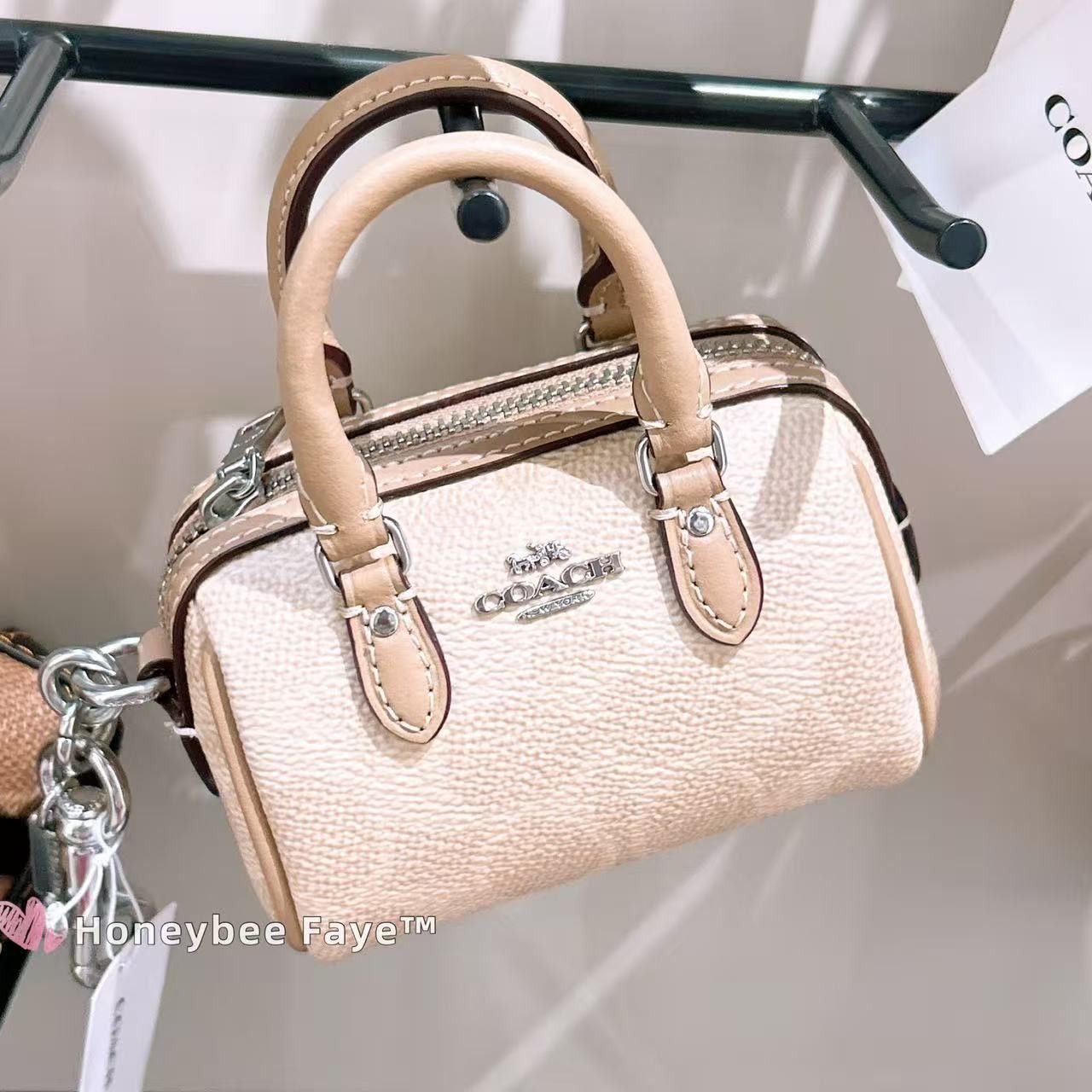 Coach Mini Rowan Bag Charm In Signature Canvas CX068 Size ONE SIZE - 3 Thumbnail