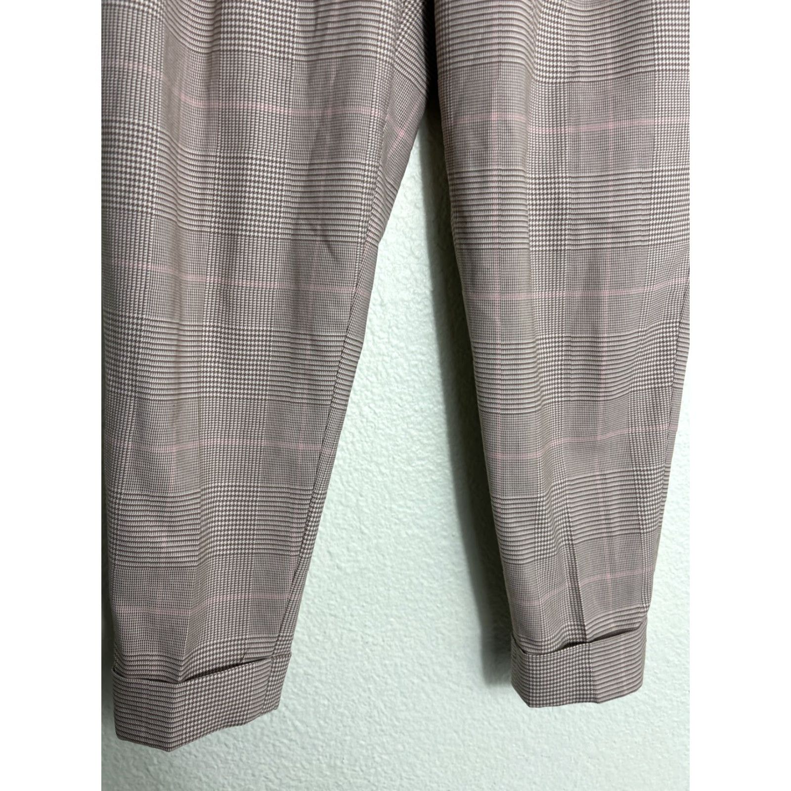 Banana Republic Banana Republic Sloan Fit Pant Womens 2P Beige Glen Plaid Slim Ankle Houndstooth - Cotton Blend, Slim, Flat Front, Mid Rise, 24in Inseam, Zip, Casual Size 26" / US 2 / IT 38 - 2 Thumbnail