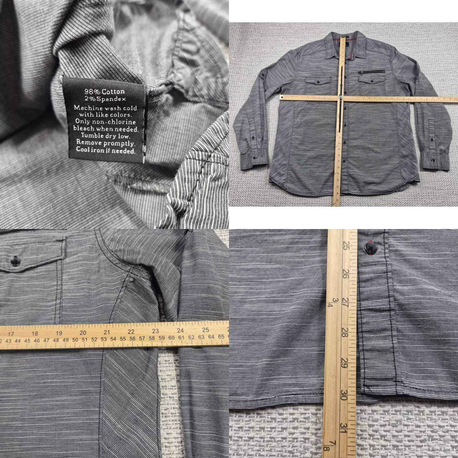 Vintage Rock & Republic Button Up Shirt Mens XL Gray Stretch Long Sleeve Casual Shirt Size US XL / EU 56 / 4 - 8 Thumbnail