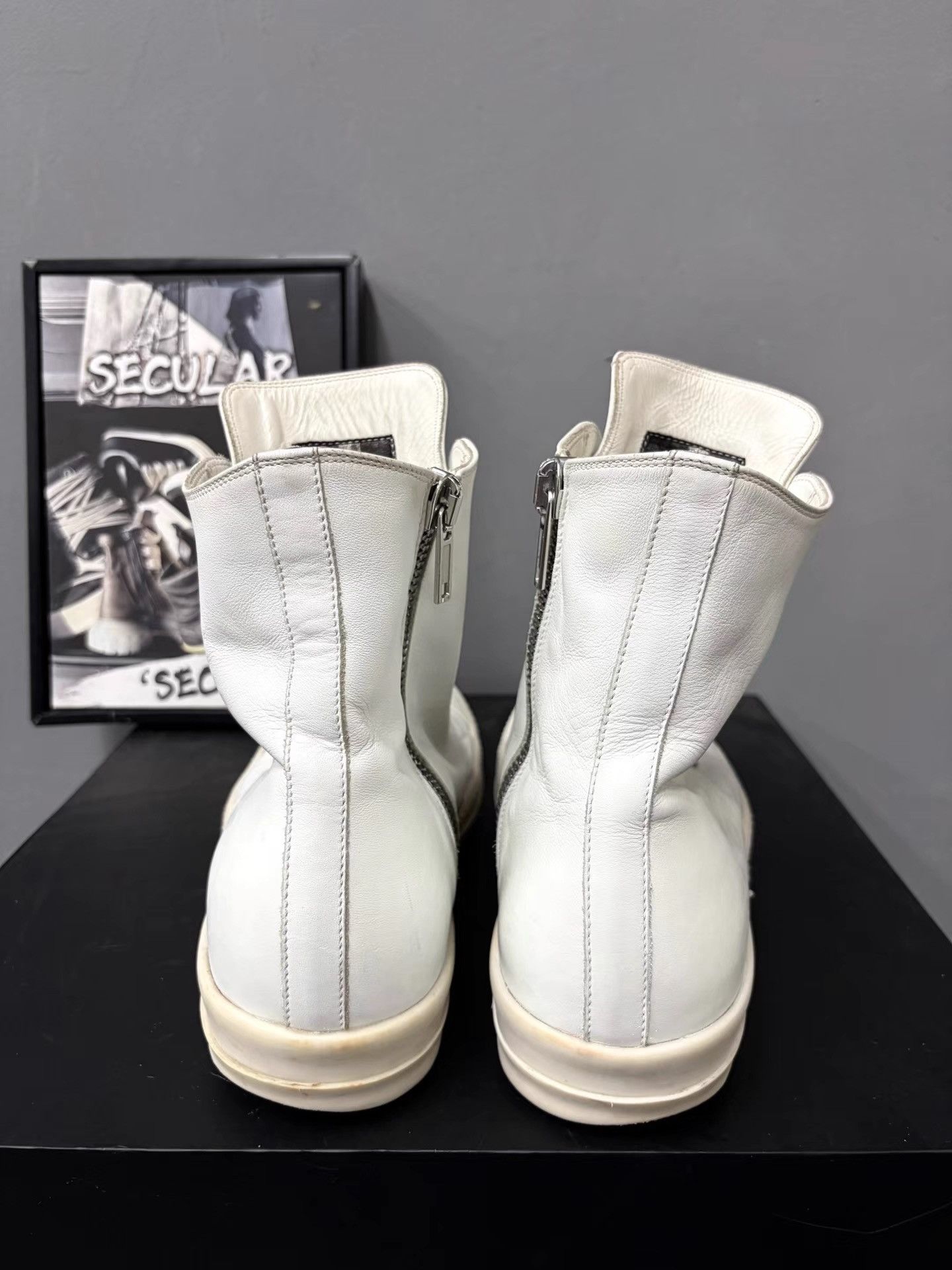 Rick Owens RickOwens Mainline Pure White Leather High-Top Sneakers K34 Size US 10 / EU 43 - 7 Thumbnail