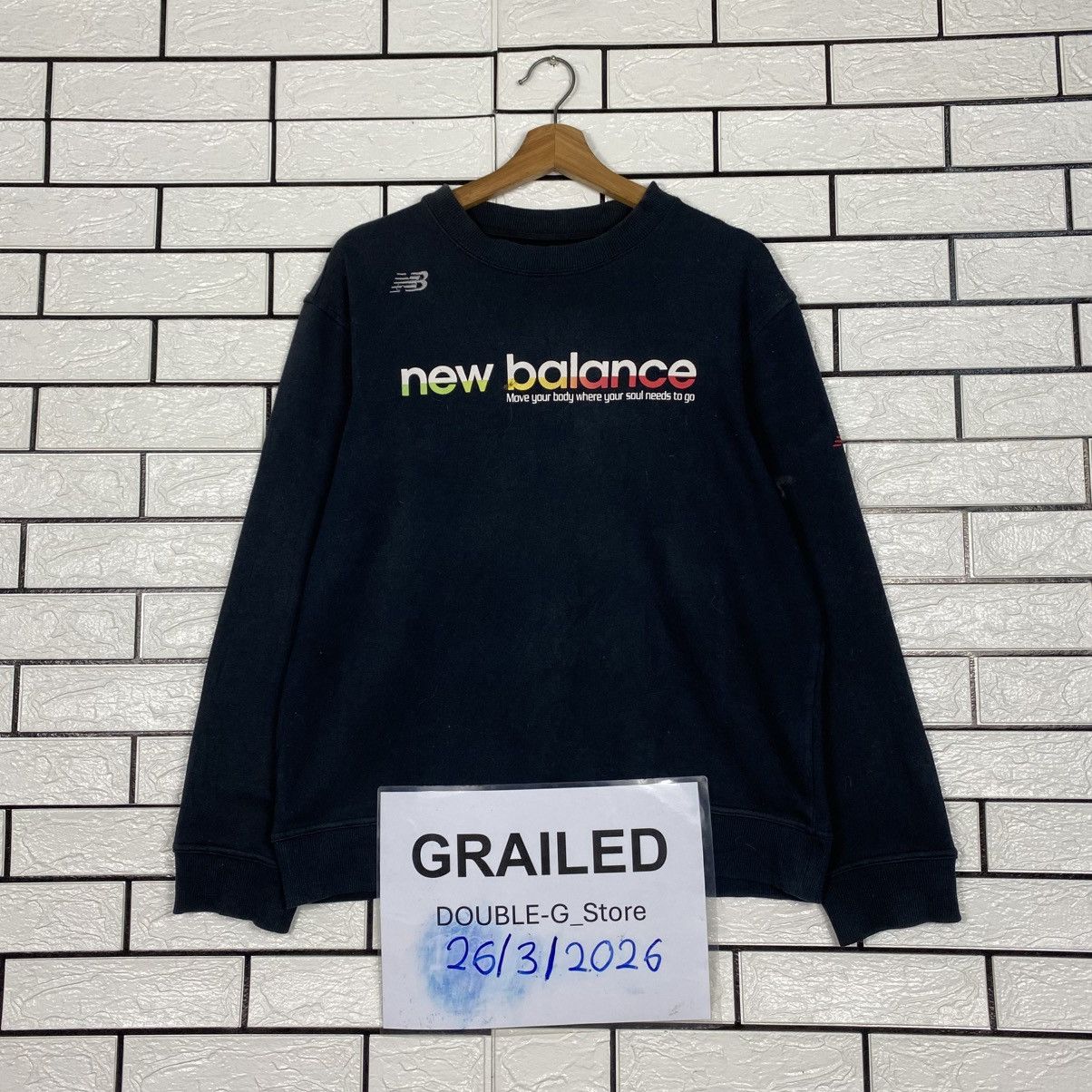 Japanese Brand Vintage Sweatshirt New Balance Big Logo Size US L / EU 52-54 / 3 - 1 Thumbnail