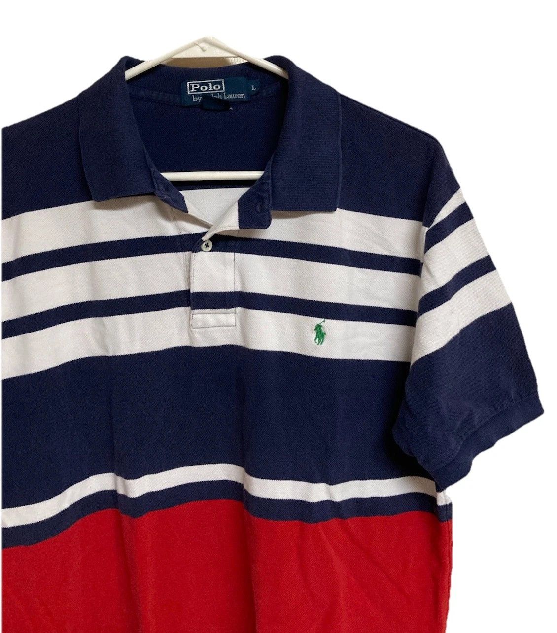 Polo Ralph Lauren VTG Polo Ralph Lauren Knit Polo Striped USA Patriotic Sz L Size US L / EU 52-54 / 3 - 4 Thumbnail
