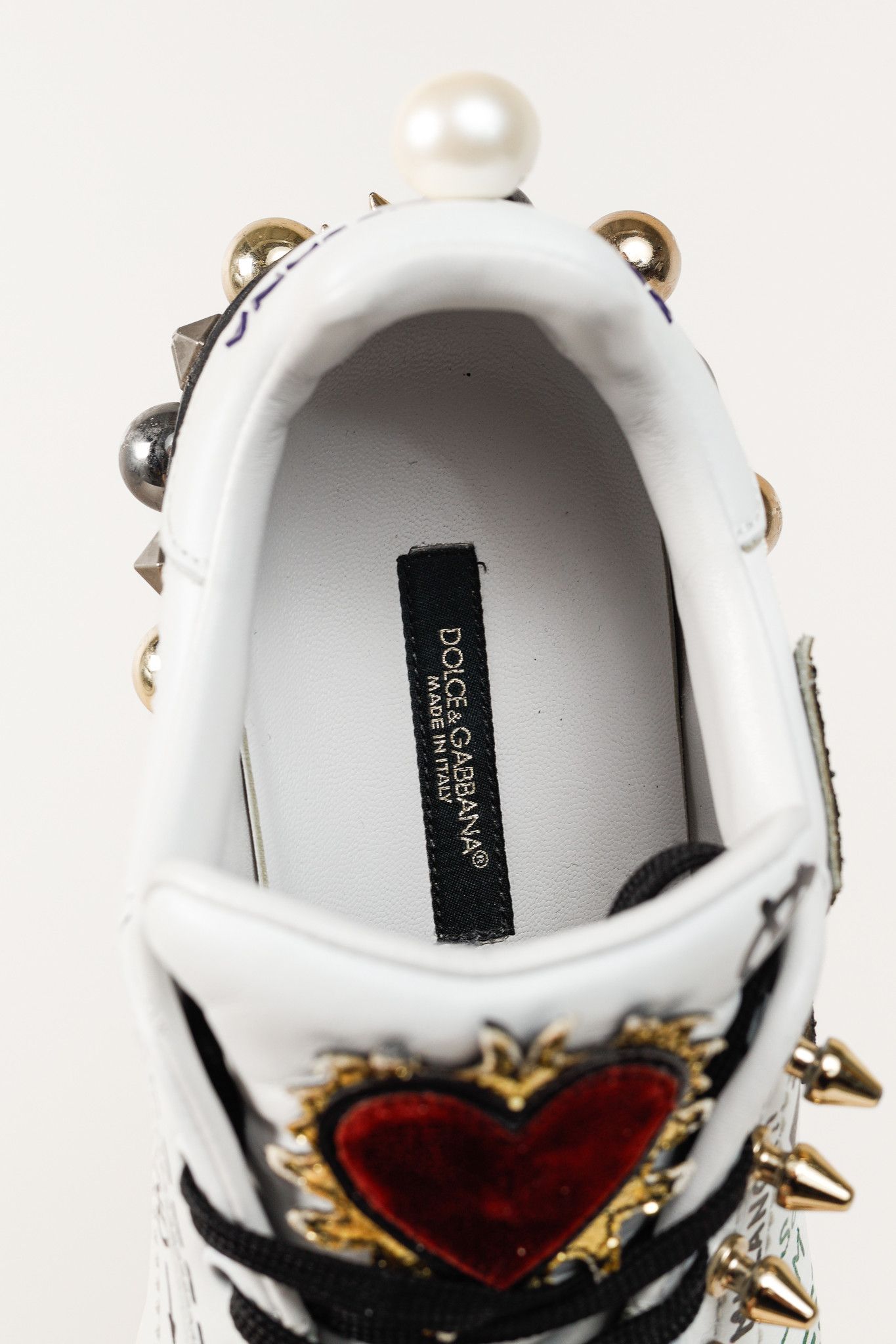 Dolce & Gabbana Dolce & Gabbana White Leather Musical Note Patch Sneakers Size US 7 / IT 37 - 12 Thumbnail