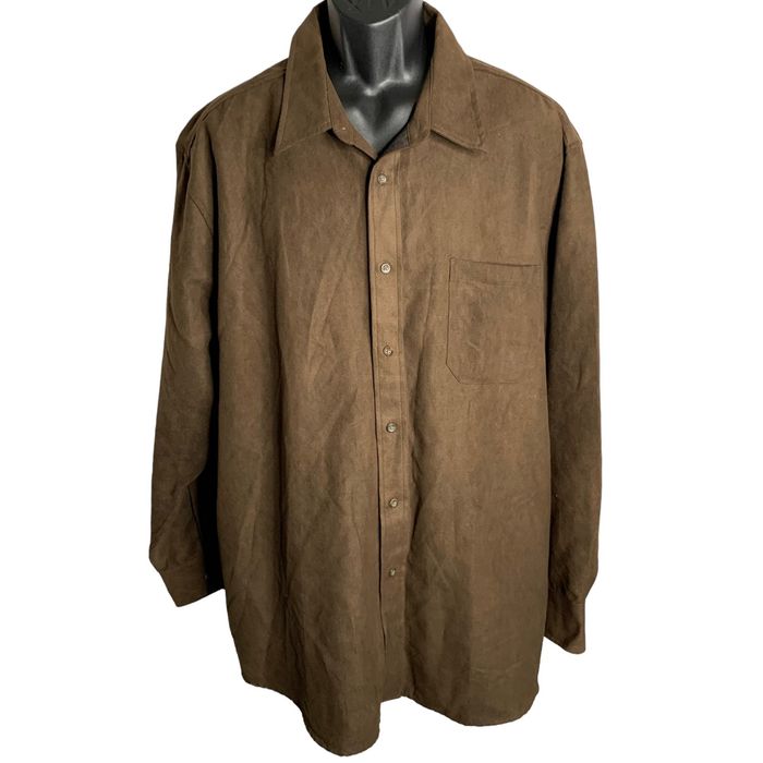 Covington Covington Microsuede Button Up Shirt XXL Brown Long Sleeves ...