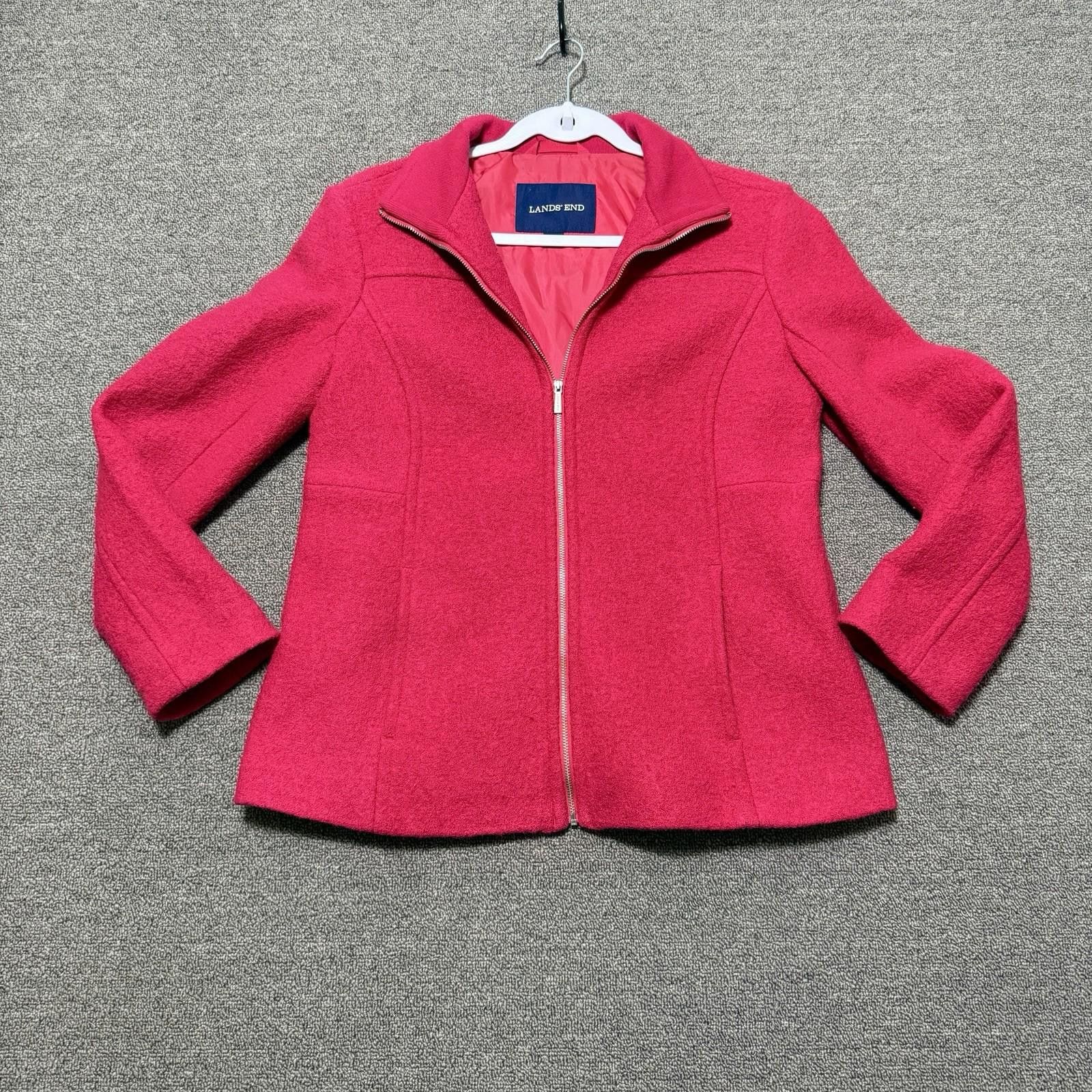Lands' End Lands End Womens 6 Berry Pink Boiled Wool Blend Jacket Size M / US 6-8 / IT 42-44 - 1 Thumbnail