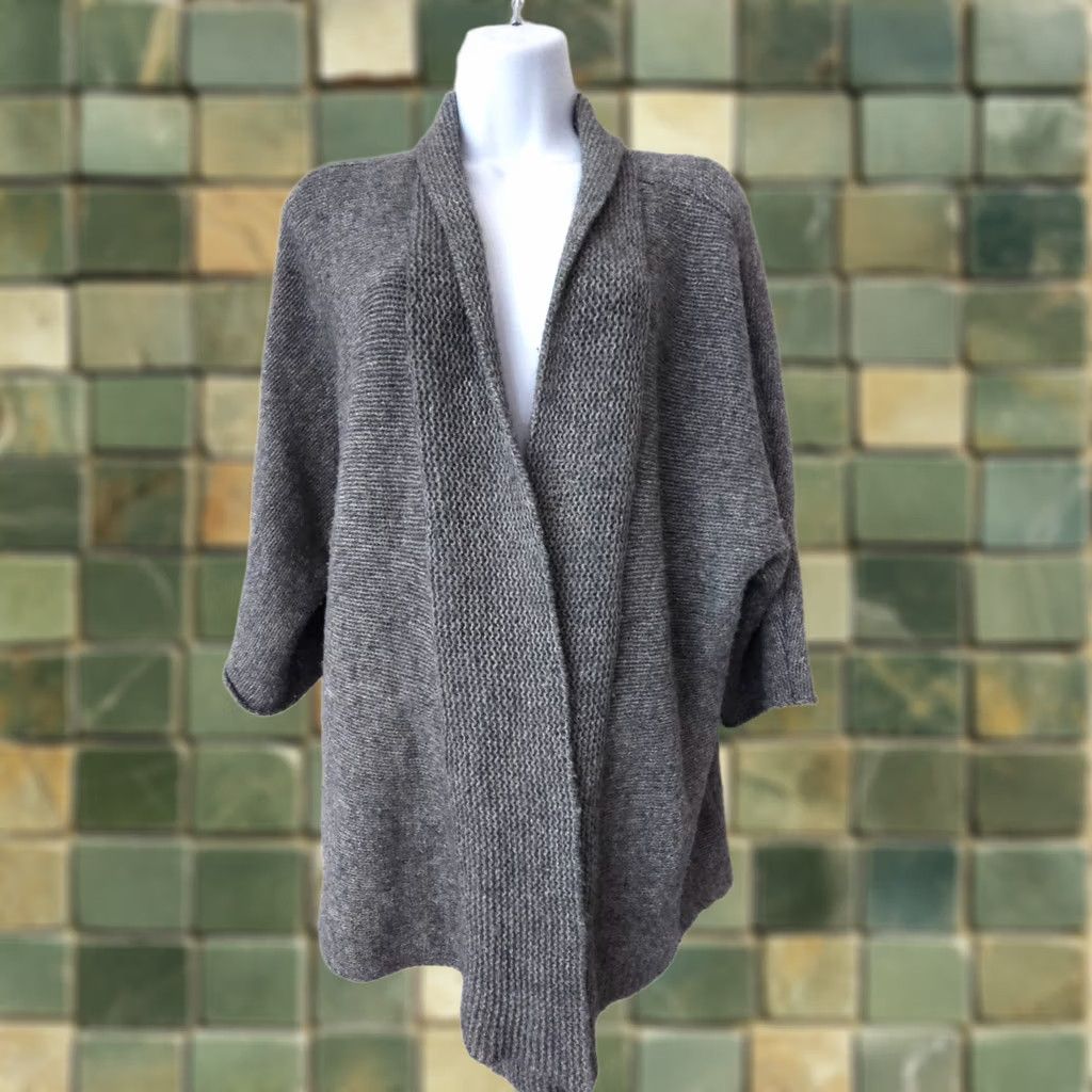 Eileen Fisher Eileen Fisher Cardigan Womens L Alpaca Wool Blend Open Shawl Chunky Knit Casual Sleeve 3/4 Fashion Fastenerless Open Pockets NecklaceNotIncluded Size L / US 10 / IT 46 - 1 Thumbnail