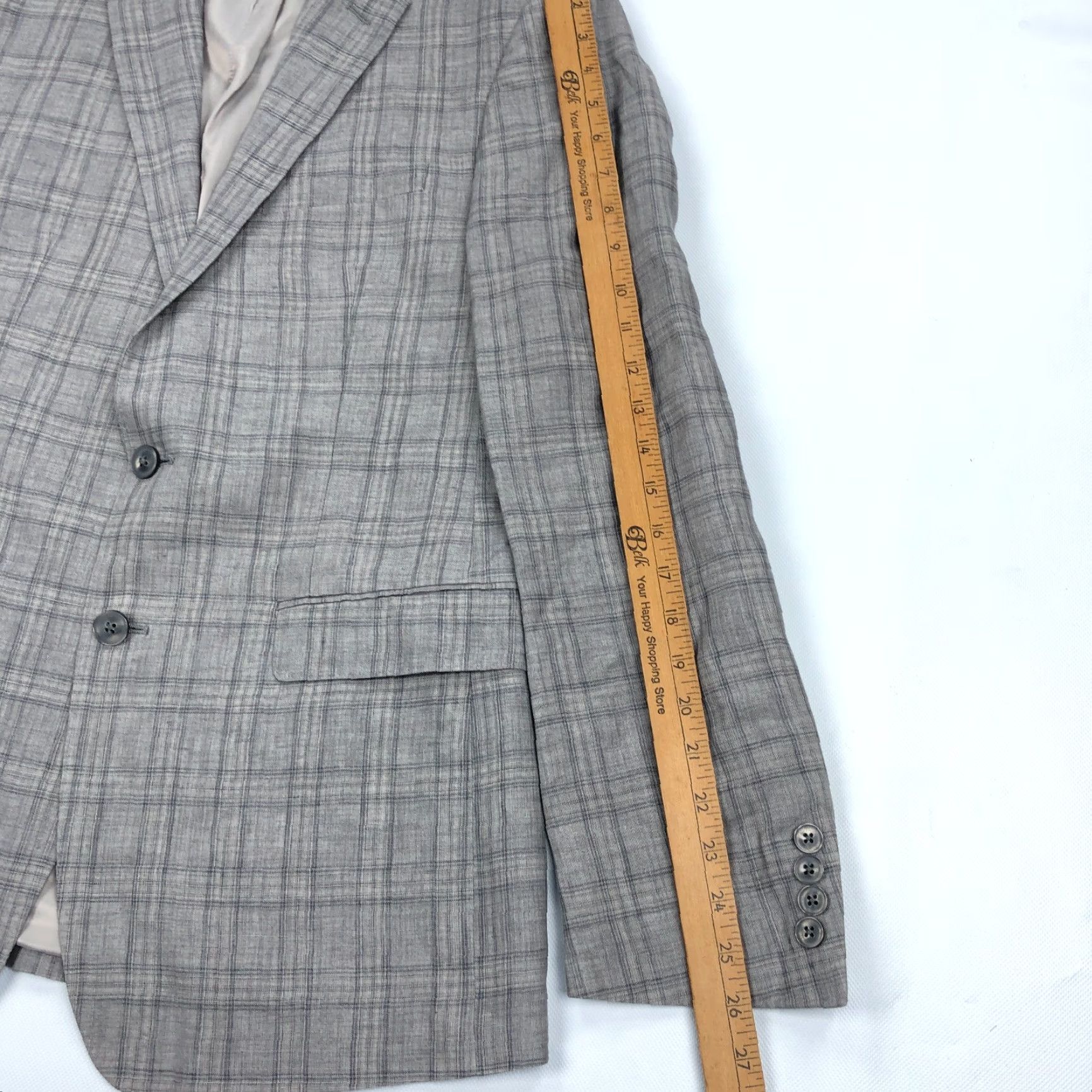 Calvin Klein Calvin Klein Blazer Suit Jacket Sport Coat Gray Plaid 40R Linen Mens Jacket Blazer 2 Button Notch Lapel Size 40R - 6 Thumbnail
