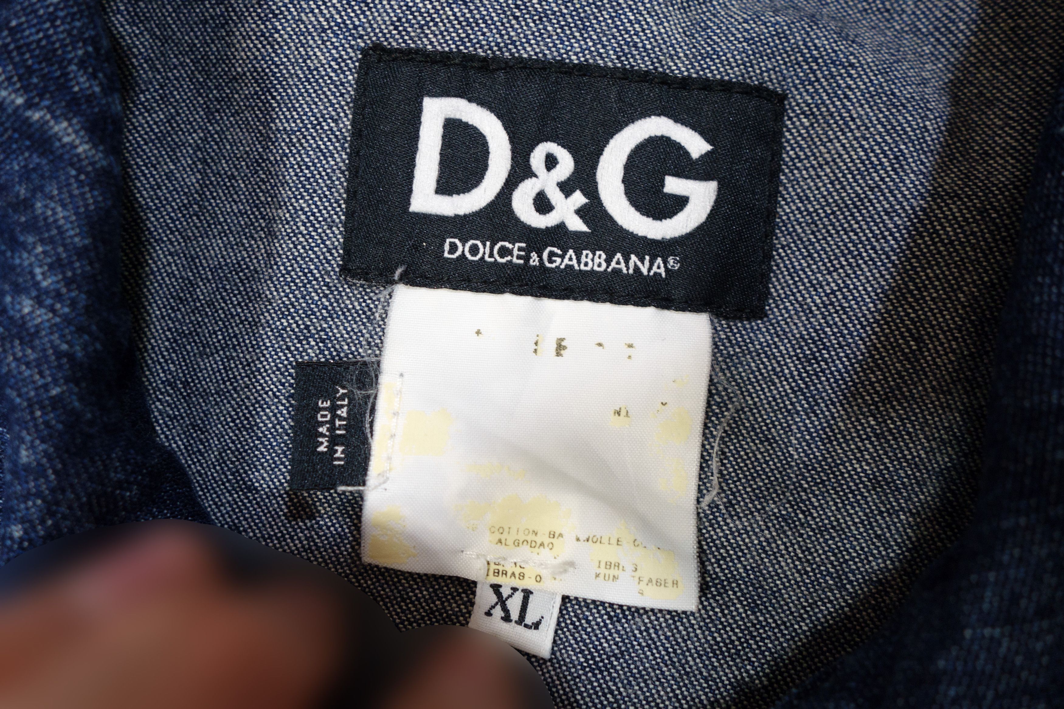 Dolce & Gabbana Y2K Denim Pocket Jacket Vintage 90s Size XL / US 12-14 / IT 48-50 - 7 Thumbnail