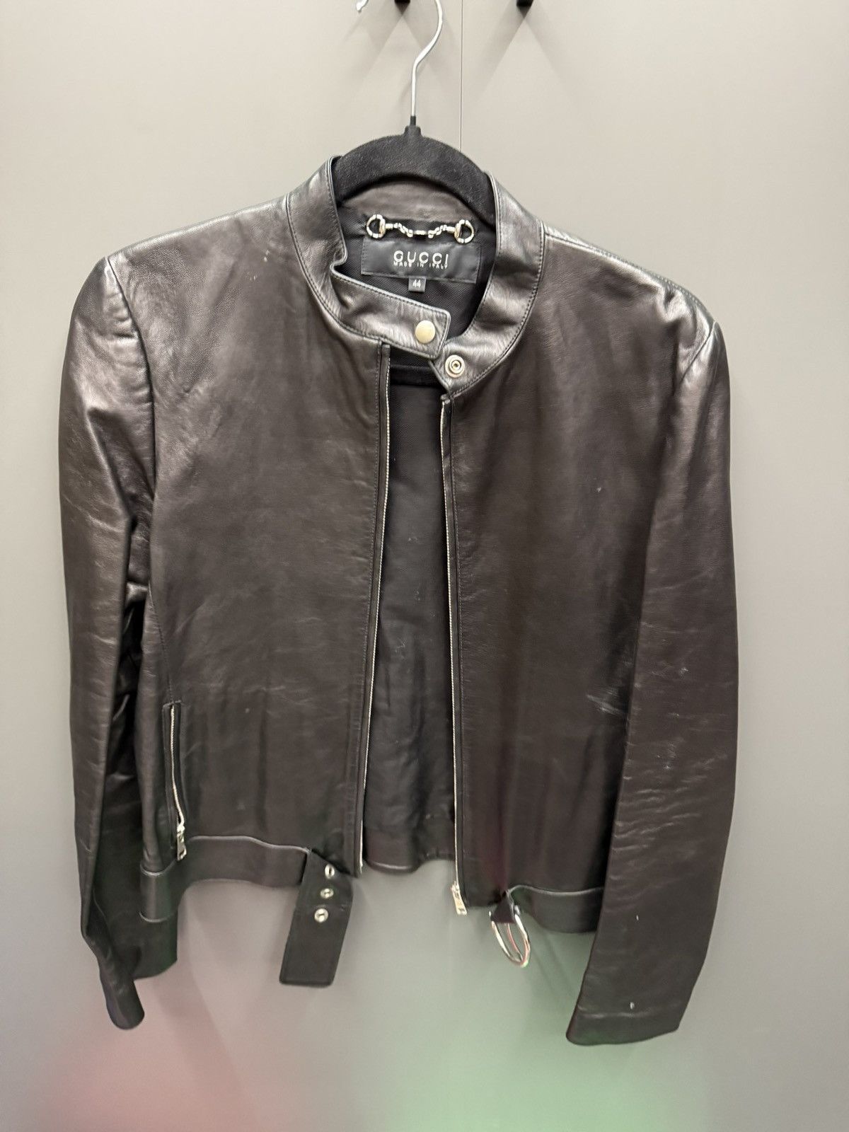 Gucci Gucci Brown Leather Motorcycle Jacket Size 44 Size US S / EU 44-46 / 1 - 1 Thumbnail