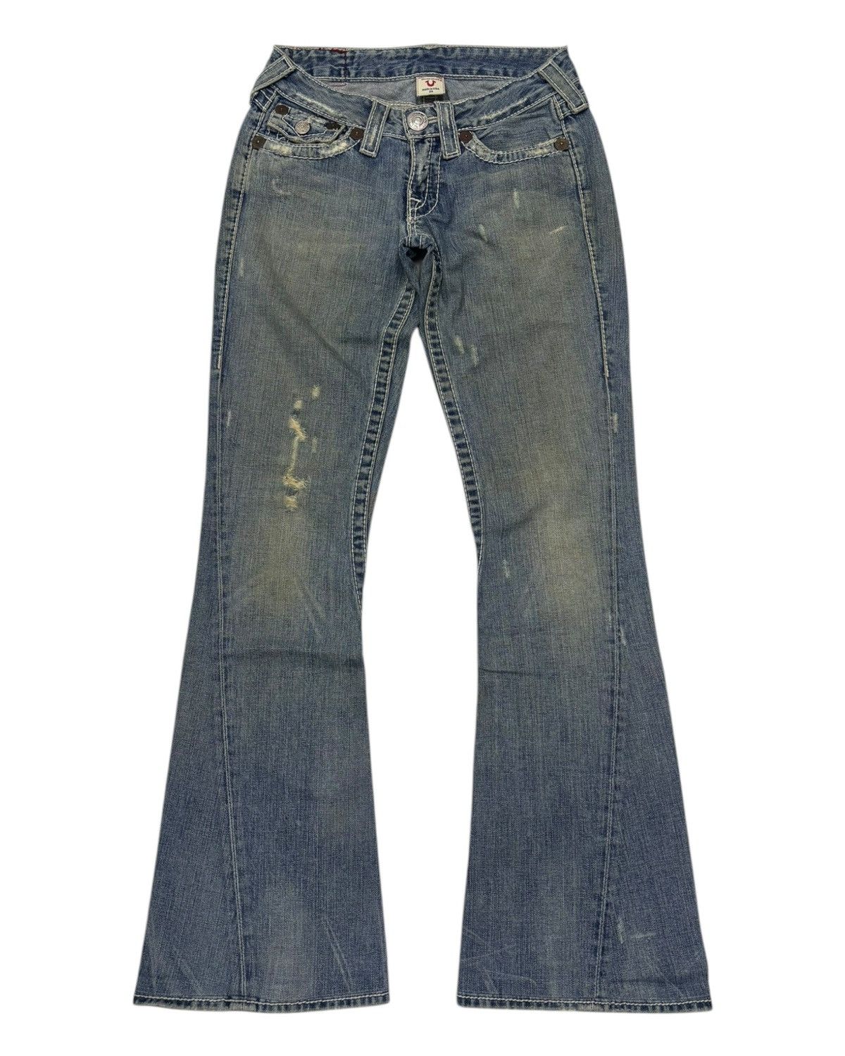 True Religion Flare Jeans True Religion Joey Big T Bootcut Distressed Jean Size 26" / US 2 / IT 38 - 7 Thumbnail