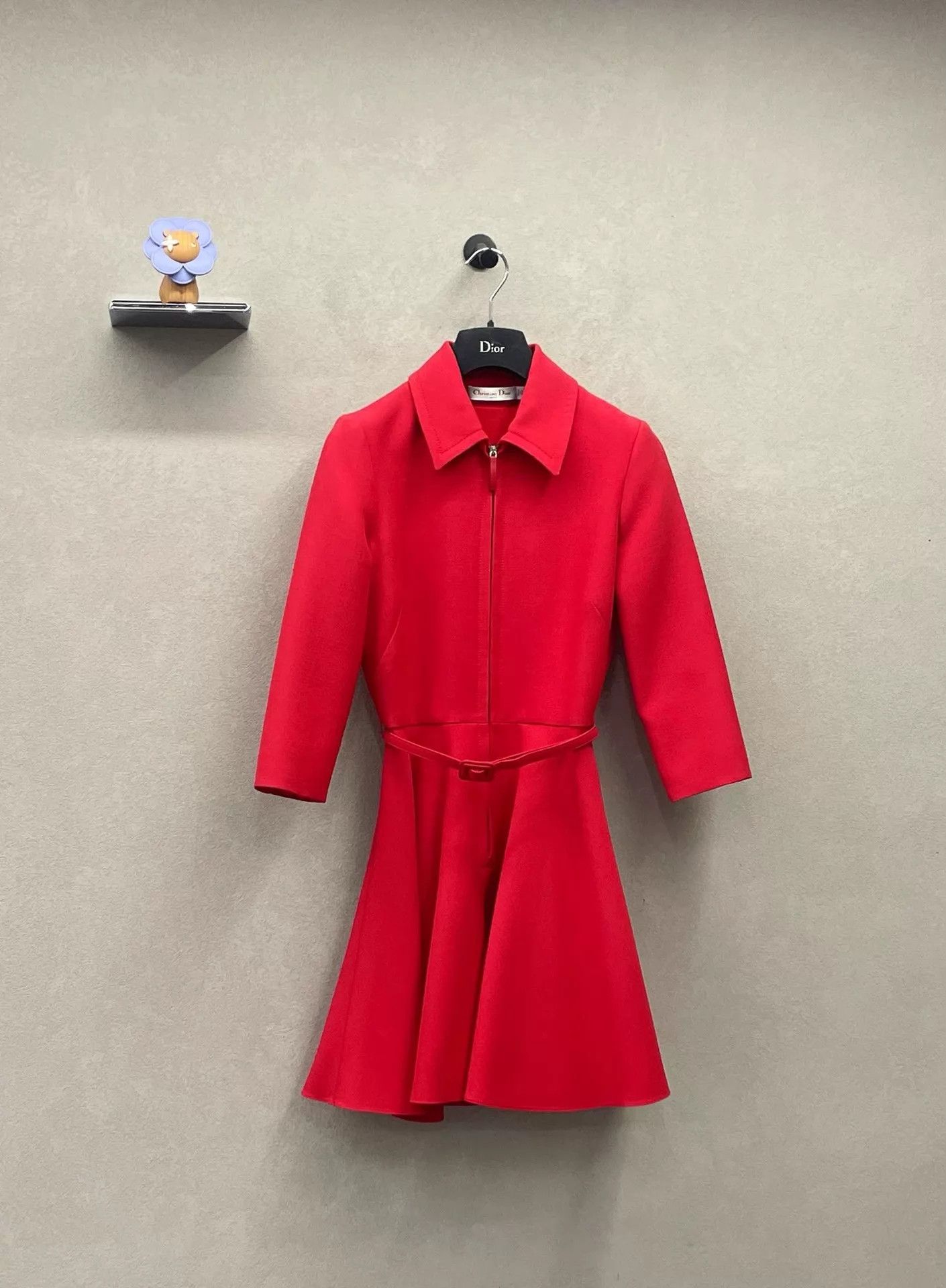 Dior DIOR Red Dress, Neck Zip, Tie Detail, Waist-Accent Size 36 Size XS / US 0-2 / IT 36-38 - 2 Thumbnail
