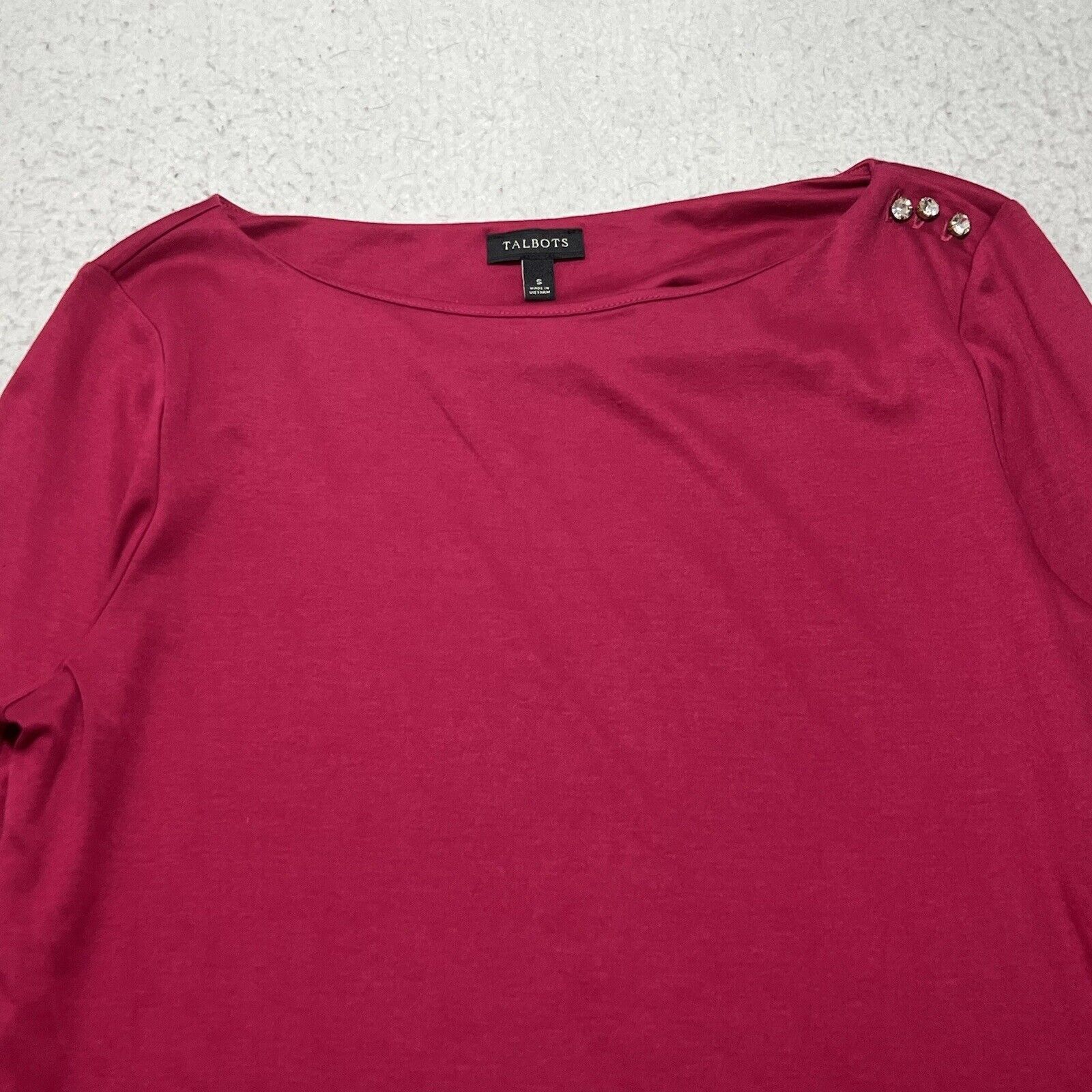Other Talbots Small Boatneck T Shirt Hot Pink Diamond Jewels Top Size S / US 4 / IT 40 - 2 Thumbnail