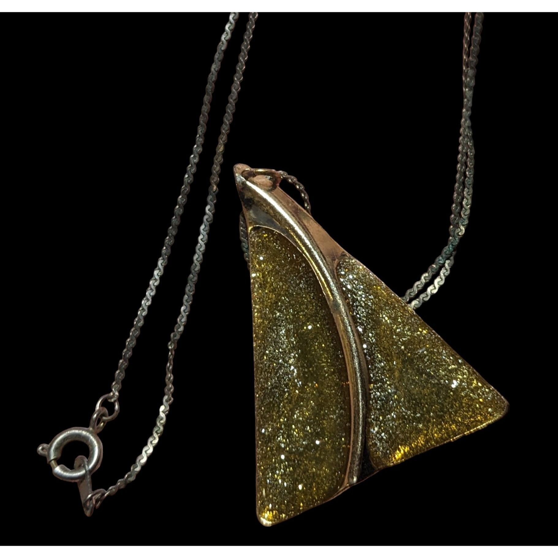 Other Gold Glitter Triangle Pendant Necklace Size ONE SIZE - 3 Thumbnail