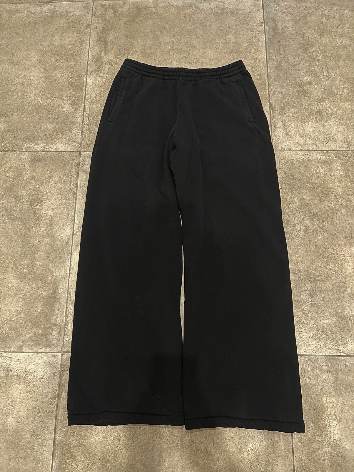 Image of Balenciaga x Gap Yeezy Gap Wide Leg Flared Sweatpants in Black, Men's (Size 34)