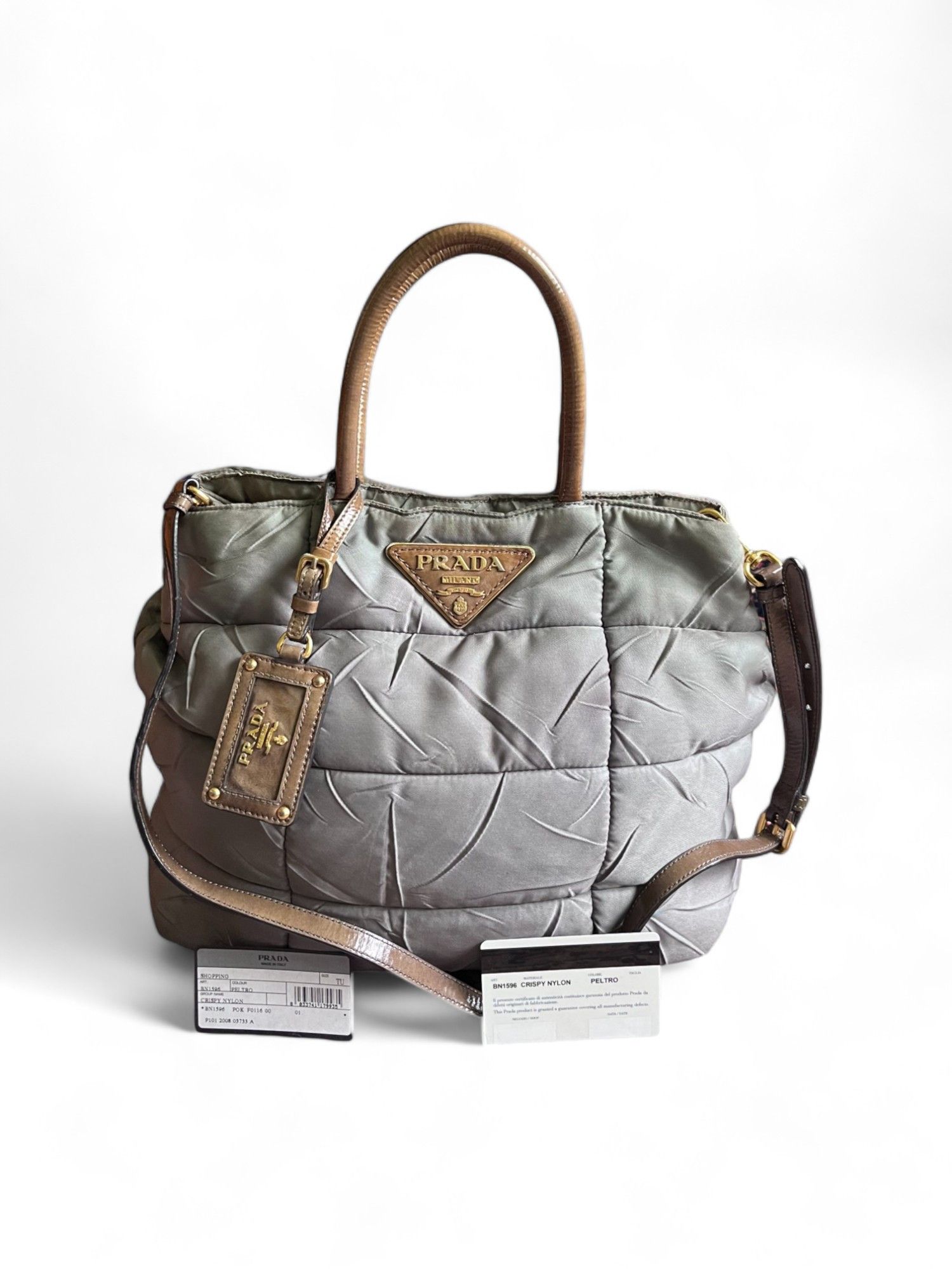 Prada Prada - Tessuto Crispy Nylon Peltro Handbag Shoulder Bag Size ONE SIZE - 1 Thumbnail