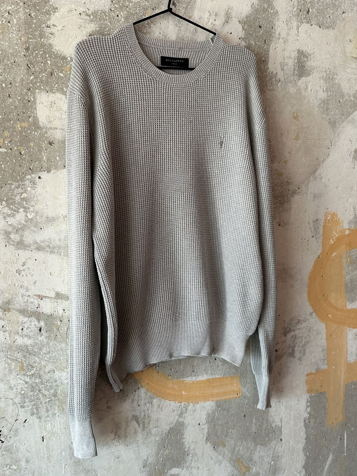 Allsaints Classic Allsaints Trias Crew Cotton Knitted Gray Sweater Size US M / EU 48-50 / 2 - 15 Thumbnail