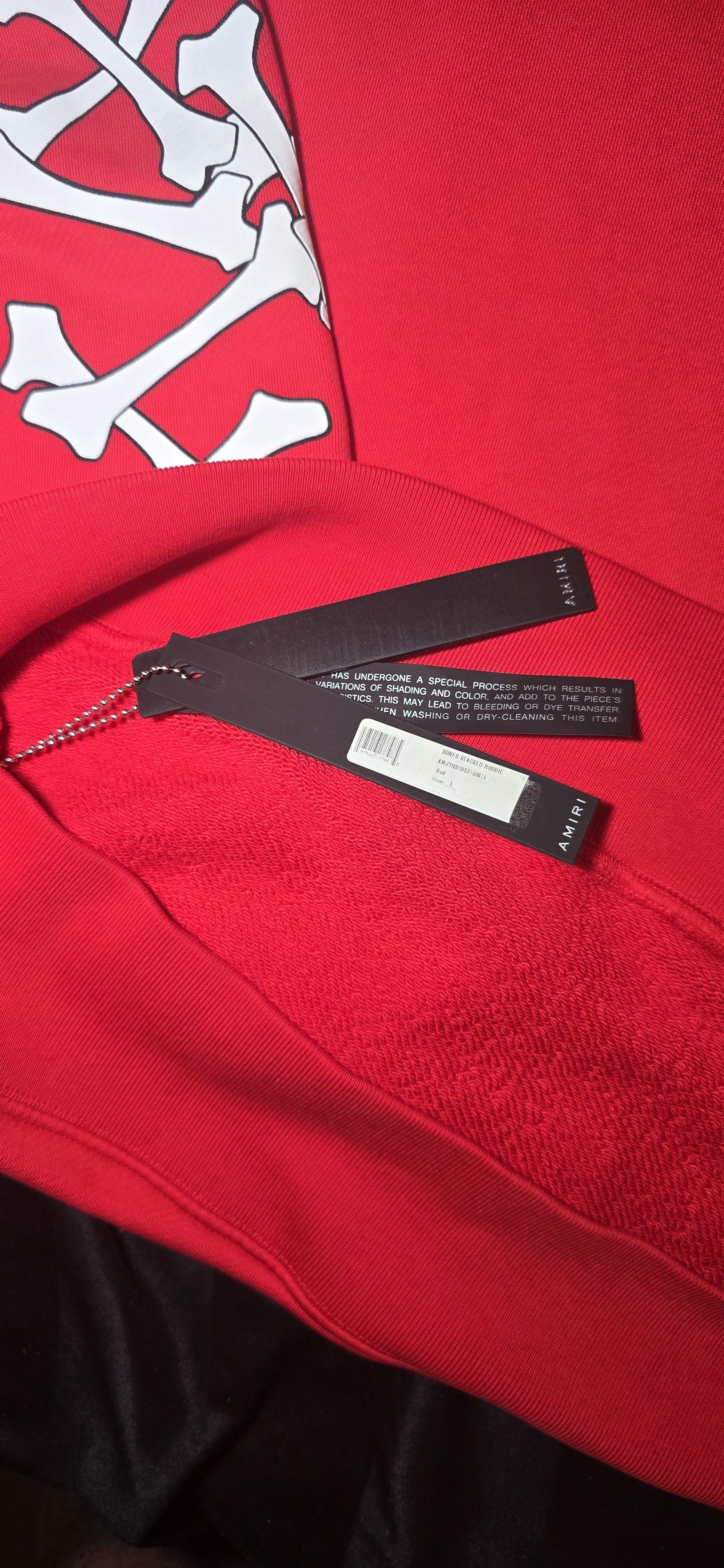 Amiri AMIRI BONES STACKED HOODIE RED SZ L Size US L / EU 52-54 / 3 - 9 Thumbnail