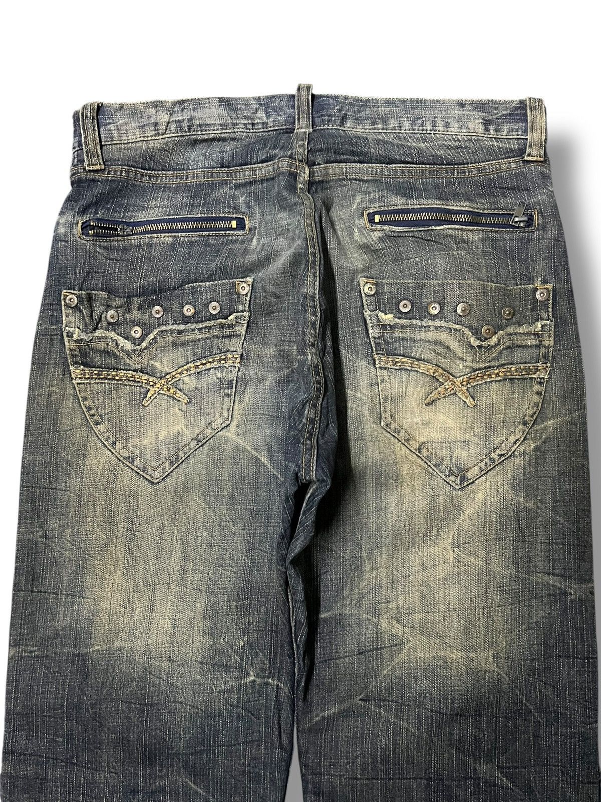 Japanese Brand Vintage Japanese Oririn Villand - Mud Wash Whiskering Jeans Size US 35 - 5 Thumbnail