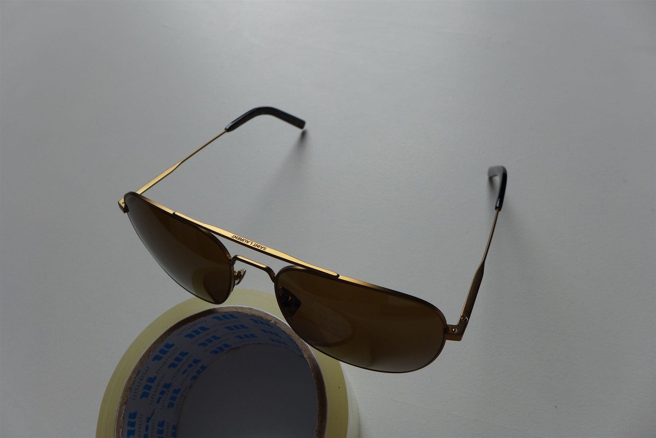 Saint Laurent Paris Saint Laurent SL 86 Aviator Sunglasses - Matte Gold Metal Size ONE SIZE - 3 Thumbnail