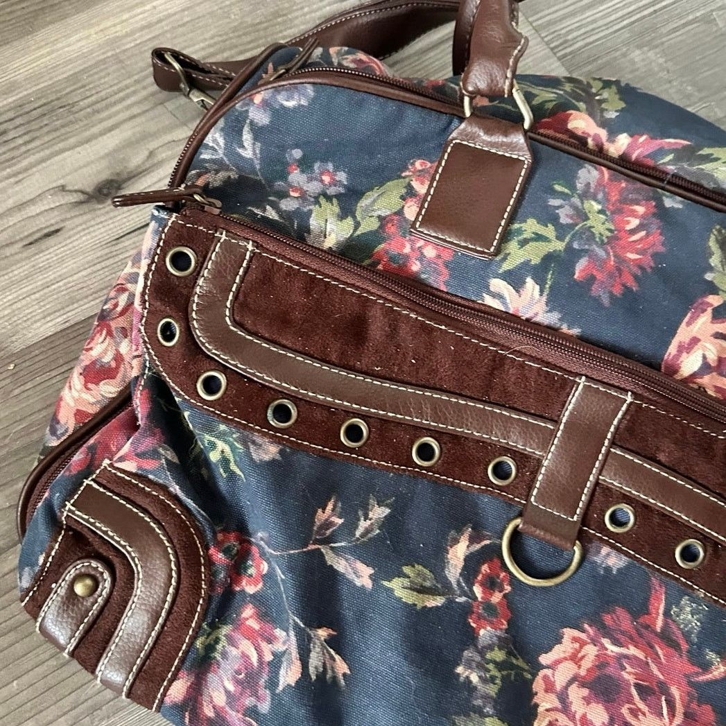 Other no brand blue pink brown floral weekender traveler bag Size ONE SIZE - 2 Thumbnail