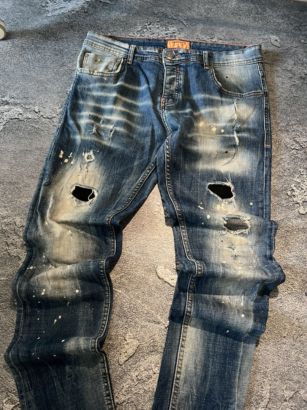 Japanese Brand Distressed Skinny Swag Glamour Jean / Japanese Grunge Faded Size US 32 / EU 48 - 2 Thumbnail