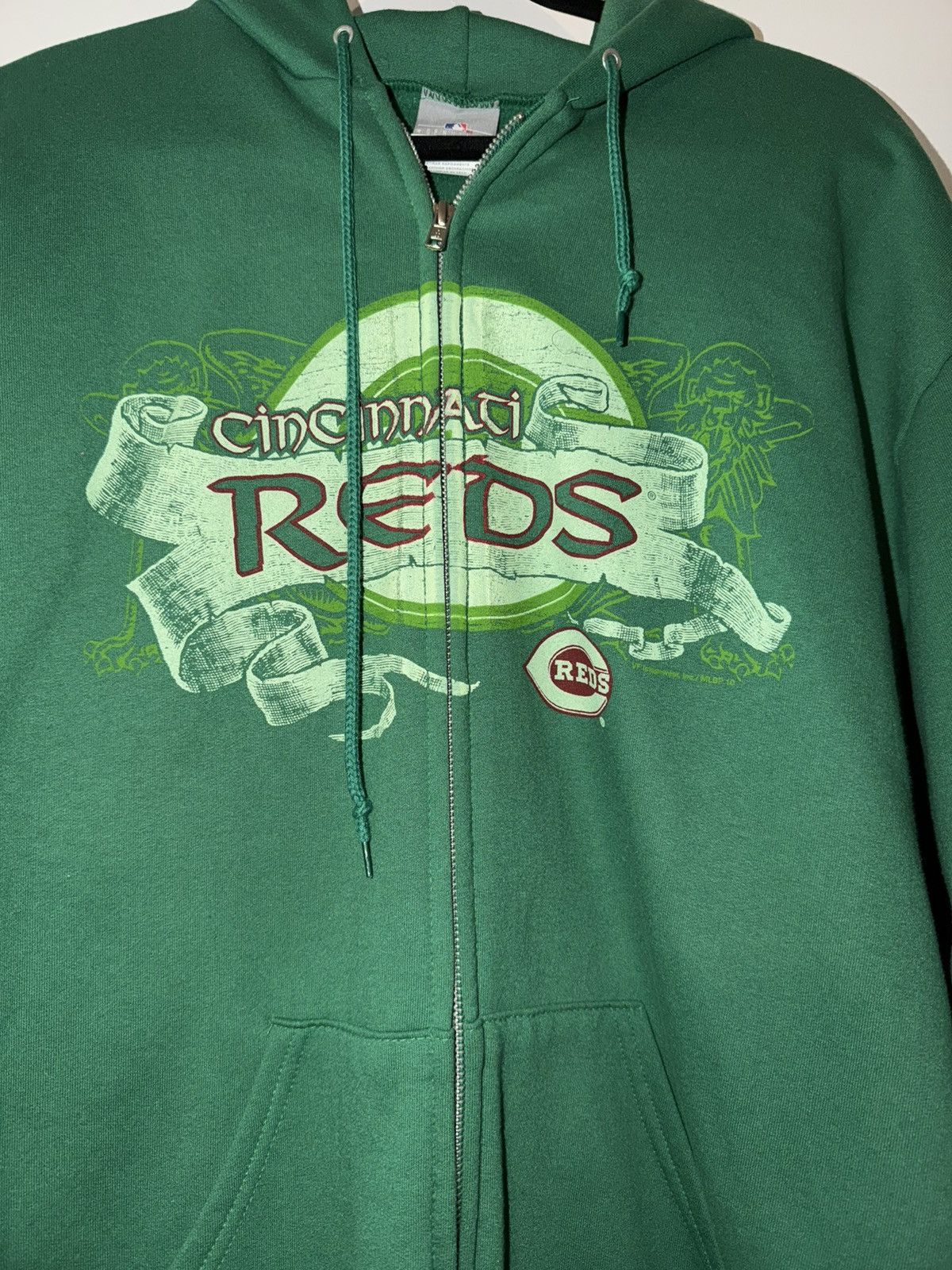 MLB Green St Patricks Day Cincinnati Reds Full Zip Hoodie Size L Size US L / EU 52-54 / 3 - 2 Thumbnail