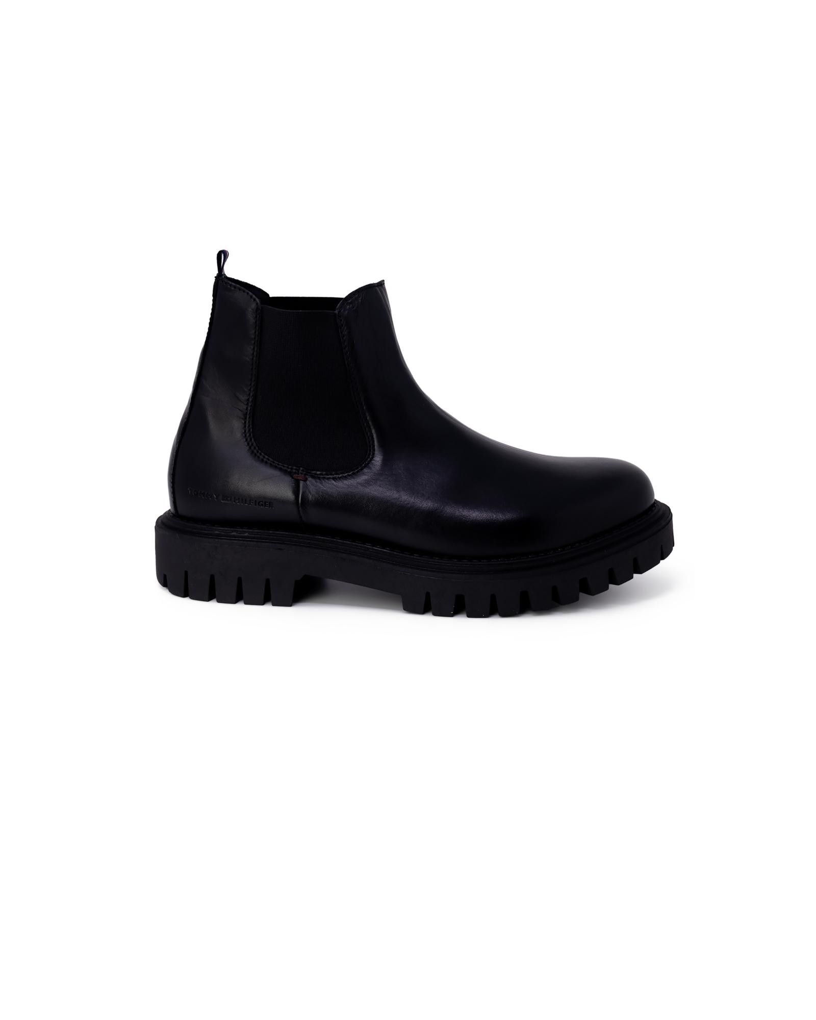 image of Tommy Hilfiger Leather Boots in Black, Men's (Size 7)