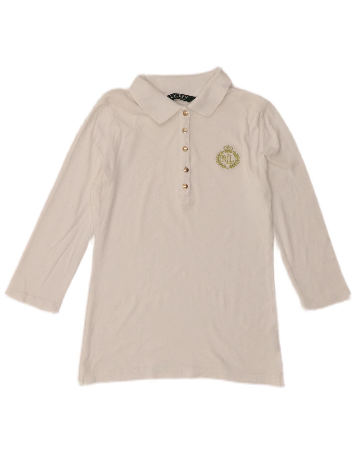 Ralph Lauren Womens 3/4 Sleeve Polo Shirt UK 8 Small White Size XXS / US 00 / IT 34 - 1 Thumbnail