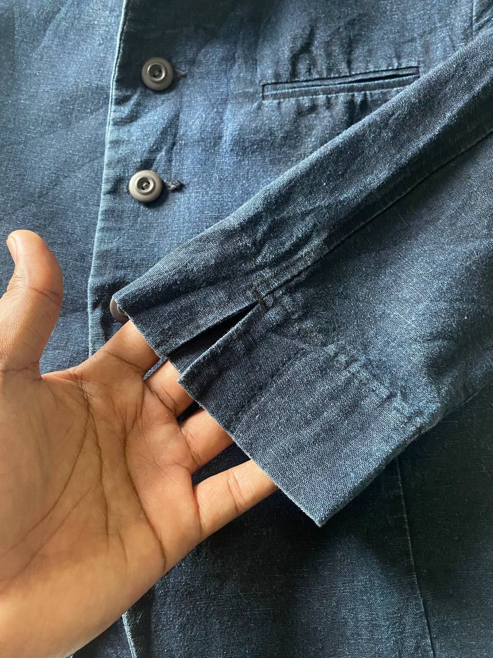 45rpm Vintage R by 45rpm Japan Indigo Dye Cotton Linen Jacket Size XS / US 0-2 / IT 36-38 - 2 Thumbnail