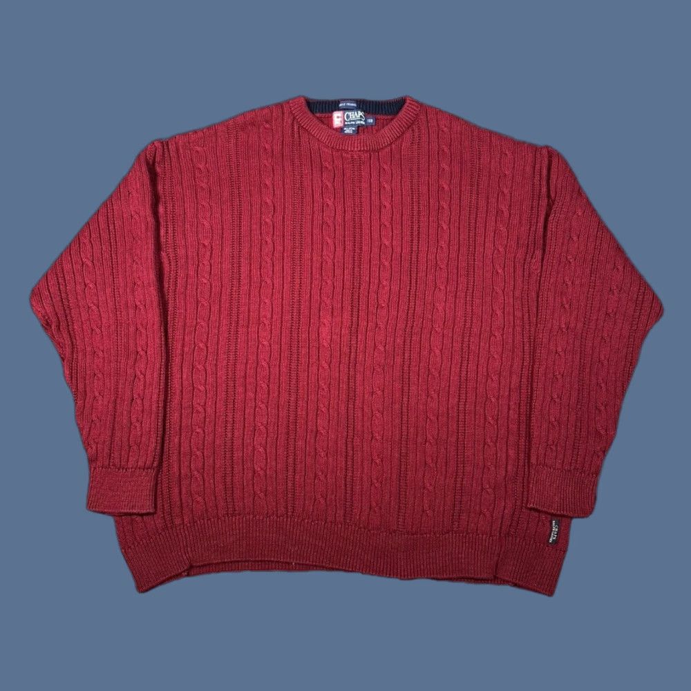 Ralph Lauren VINTAGE Ralph Lauren Fisherman Sweater Mens Big 1XB Red Crew Neck Oarsman Chaps Knit Cable-Knit Cotton 80s 90s Grunge Retro USA Size US XL / EU 56 / 4 - 1 Thumbnail
