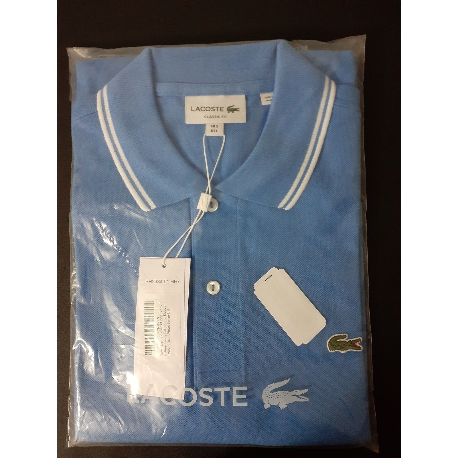 Lacoste Lacoste Men's Short Semi Fancy Collar and Sleeve Polo L Size US L / EU 52-54 / 3 - 2 Thumbnail