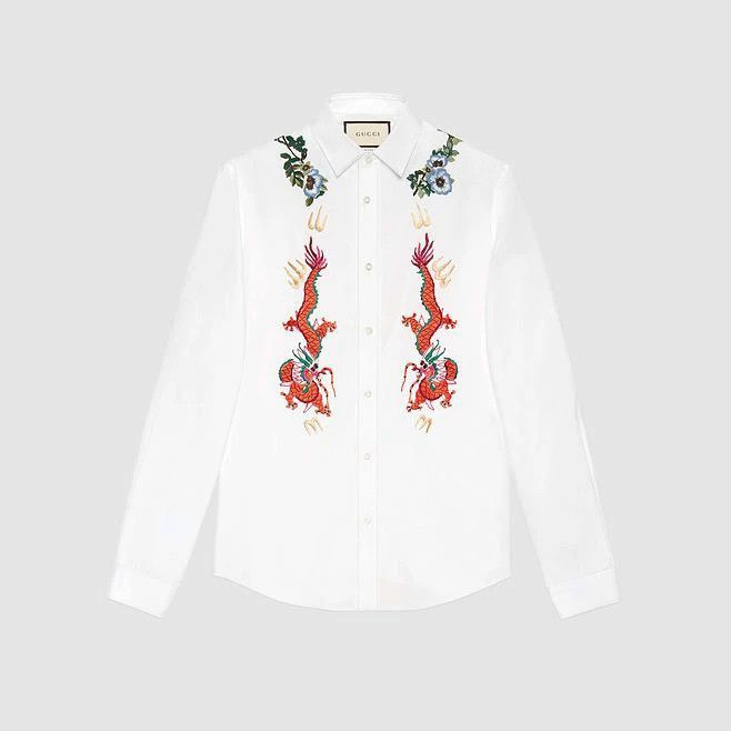Gucci Gucci Embroidered Dragon Long Sleeve Shirt-2506 Size US S / EU 44-46 / 1 - 1 Thumbnail