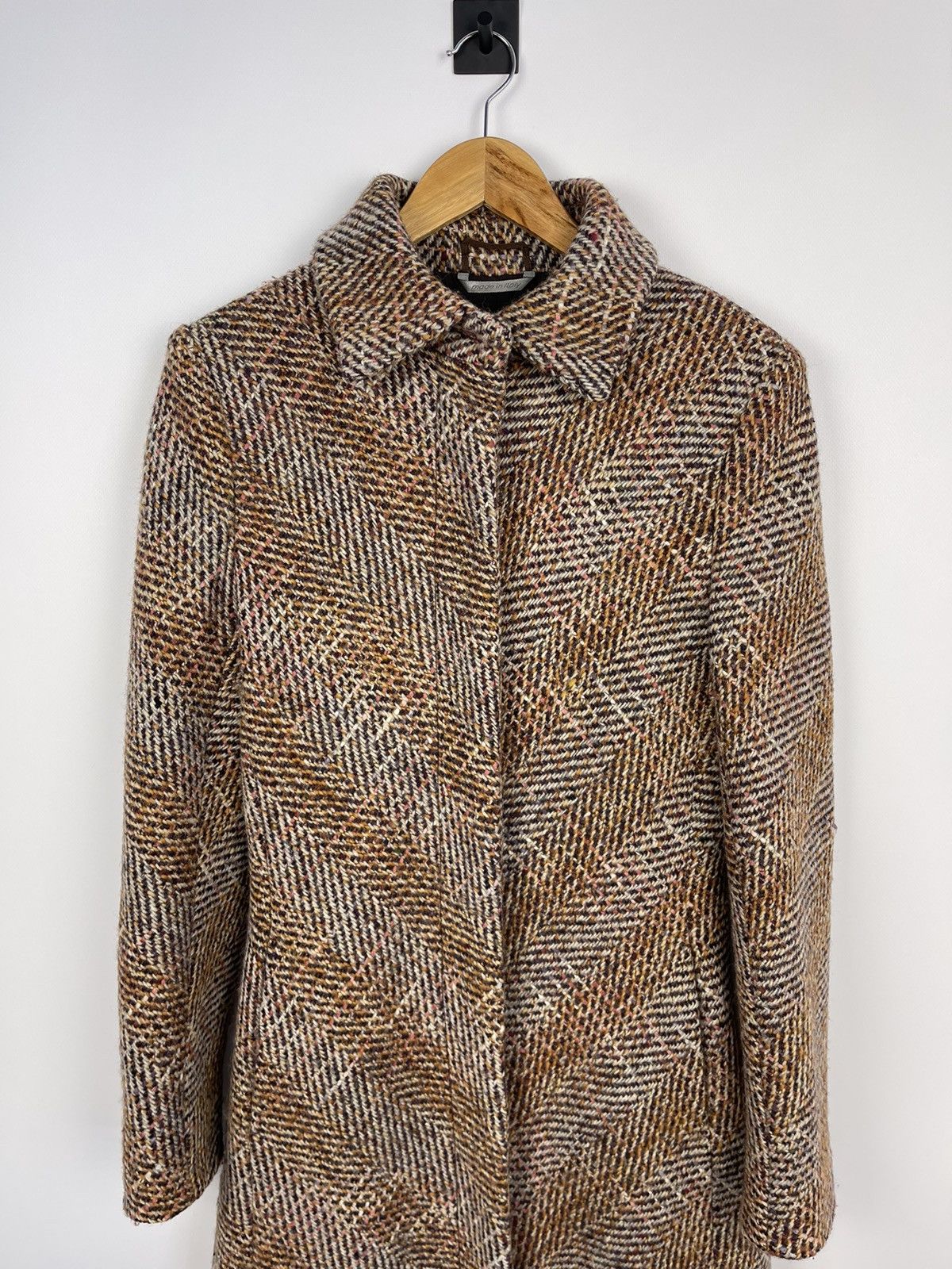 Max Mara Women's Vintage Tweed Wool Coat Jacket Size USA10