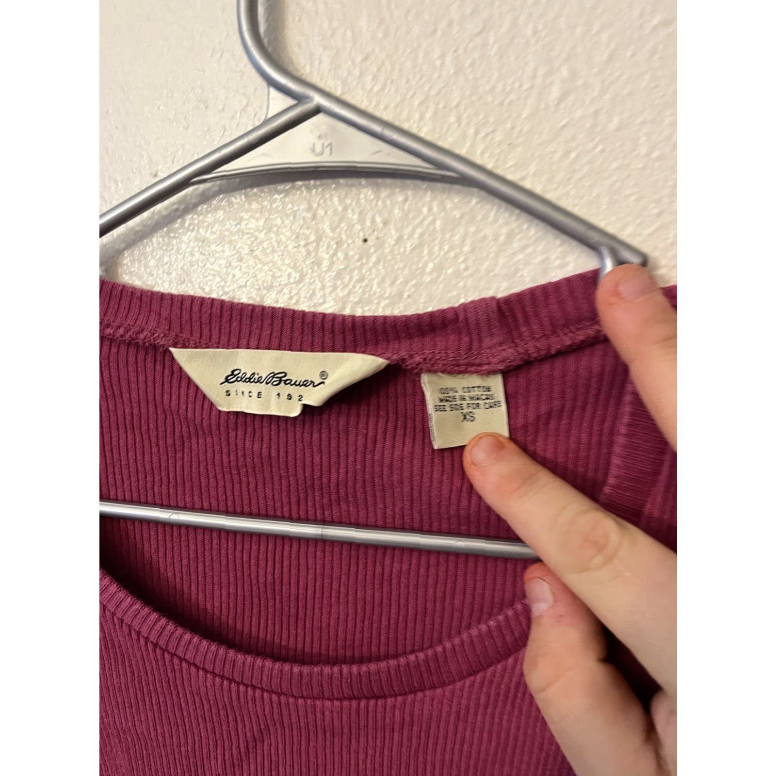Eddie Bauer Eddie Bauer Knit Top Round Neck 3/4 Sleeve Cotton Tee Sz XS Maroon Size XS / US 0-2 / IT 36-38 - 2 Thumbnail