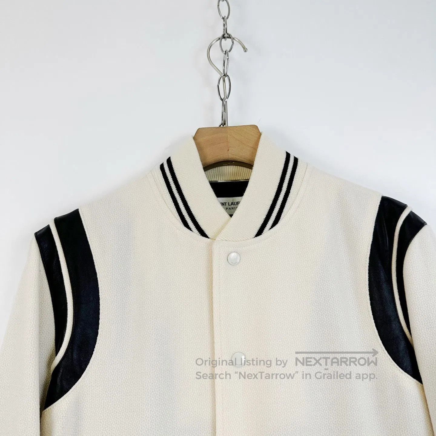 Saint Laurent Paris Saint Laurent White Black Striped Baseball Jacket. Size US M / EU 48-50 / 2 - 3 Thumbnail