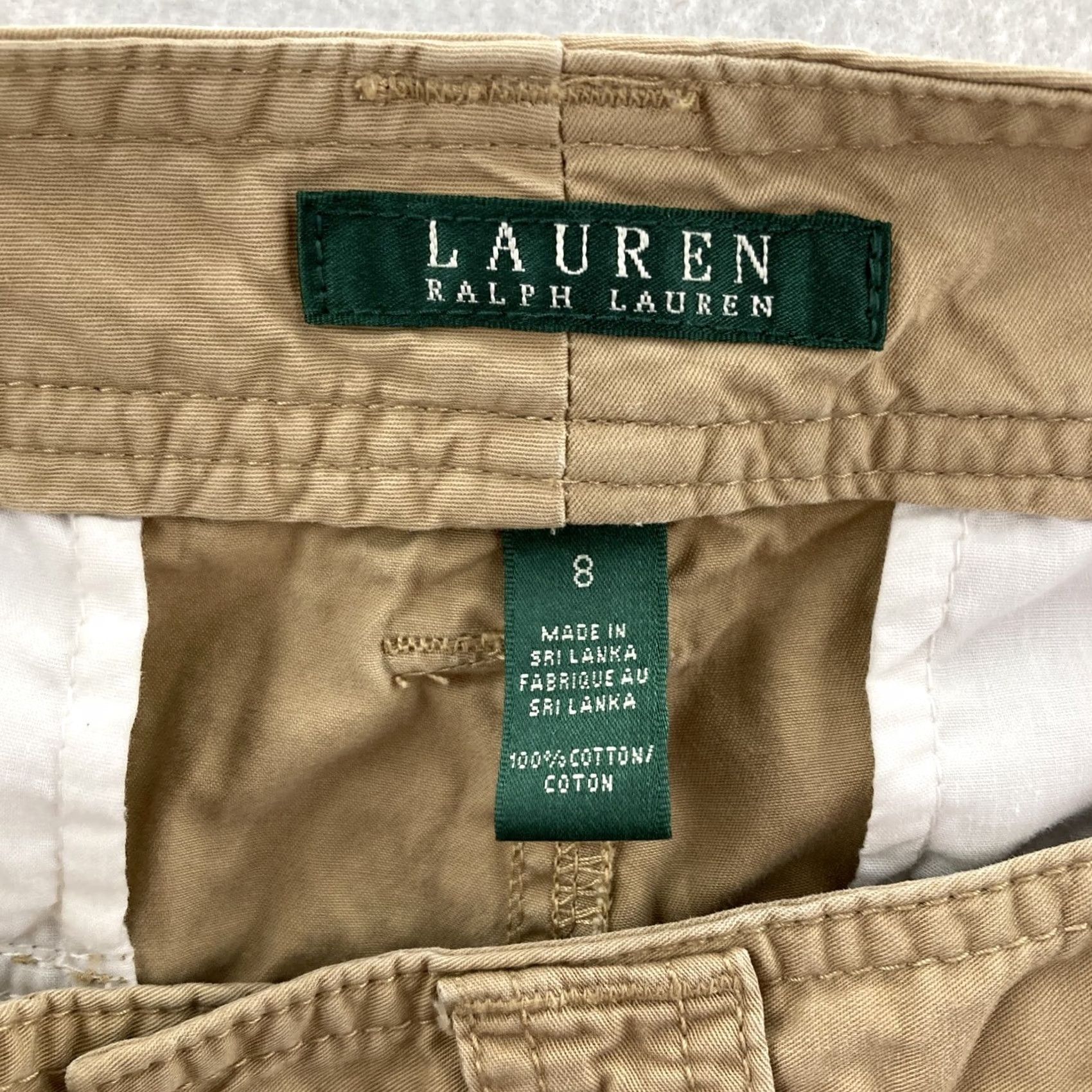 Ralph Lauren Lauren Ralph Lauren Shorts Womens 8 Bermuda Casual Khaki Beige 100% Cotton Pockets Hiking Size 24" / US 00 / IT 34 - 7 Thumbnail