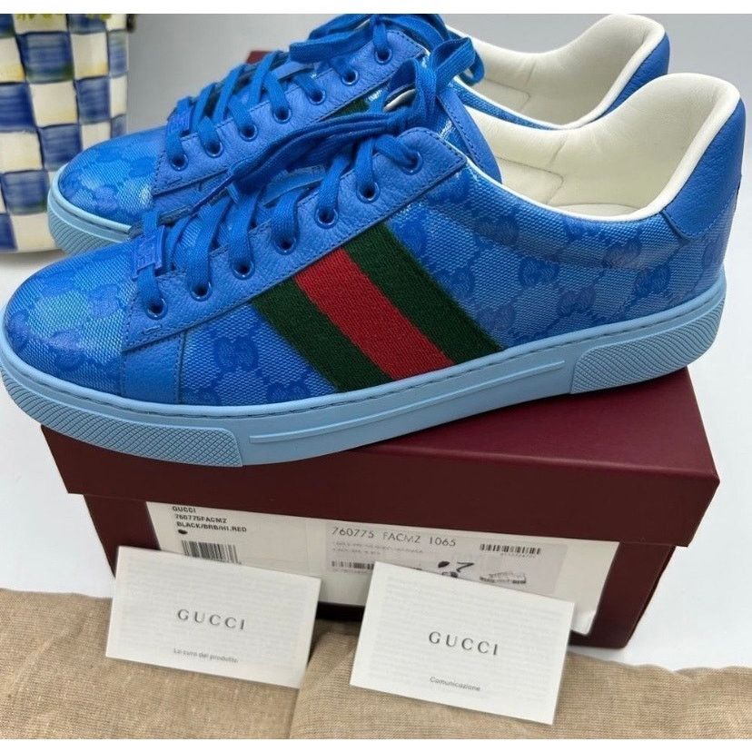 Gucci Gucci ace crystal canvas low top sneakers sz 7 fits 7.5 US Size US 7.5 / EU 40-41 - 5 Thumbnail